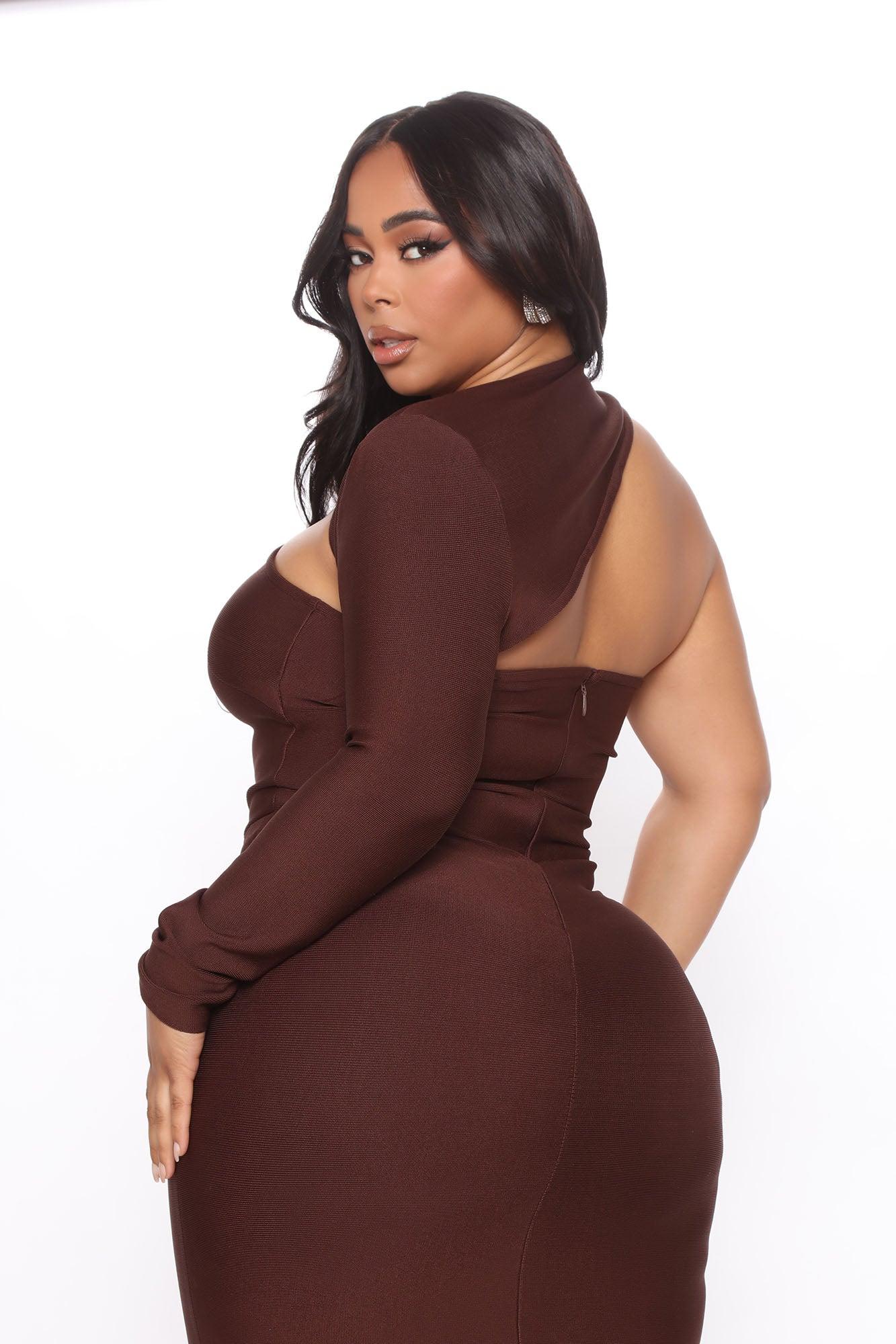 My Love Bandage Midi Dress - Brown Product Image