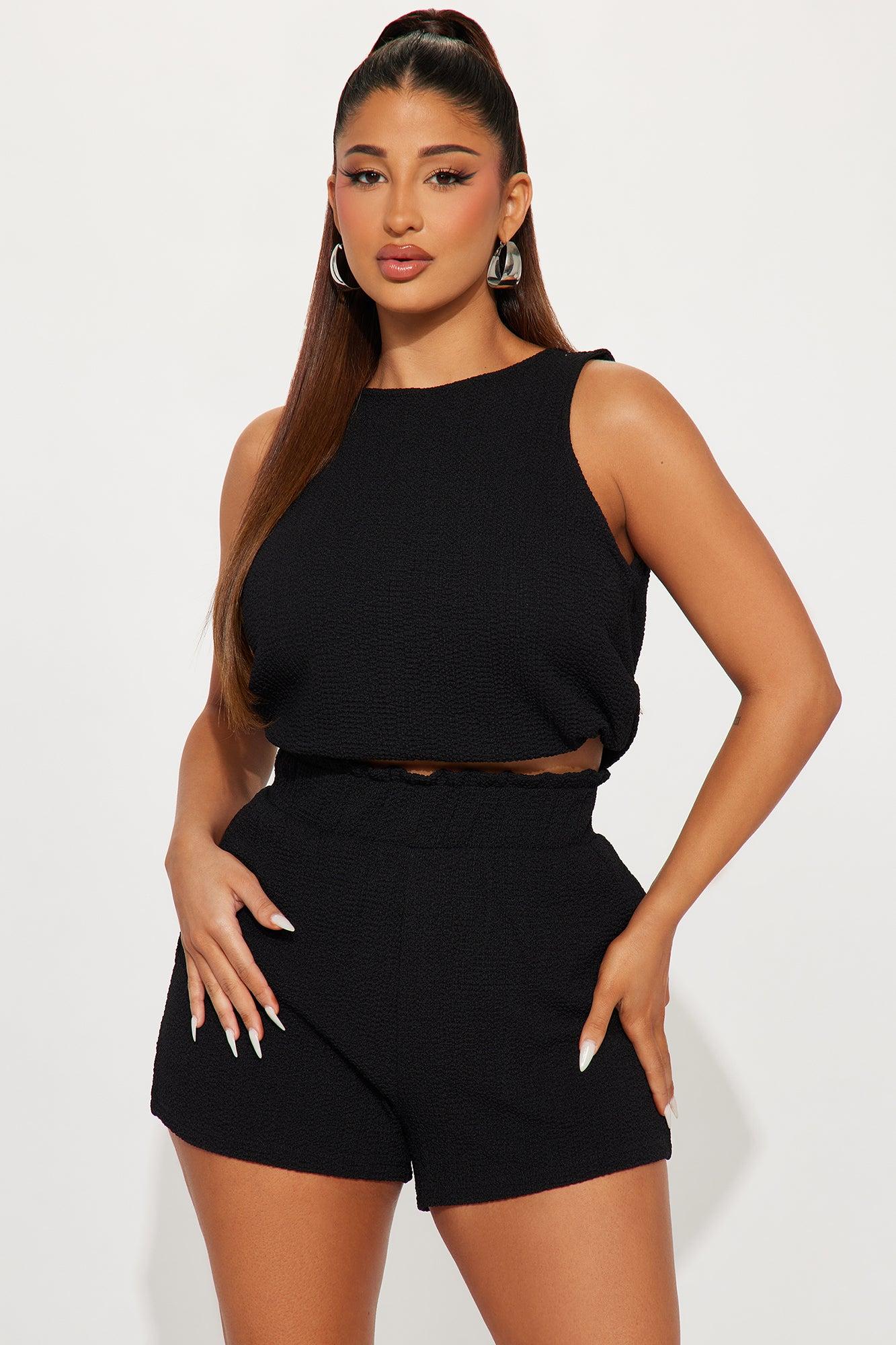 Viana Textured Short Set - Black Product Image