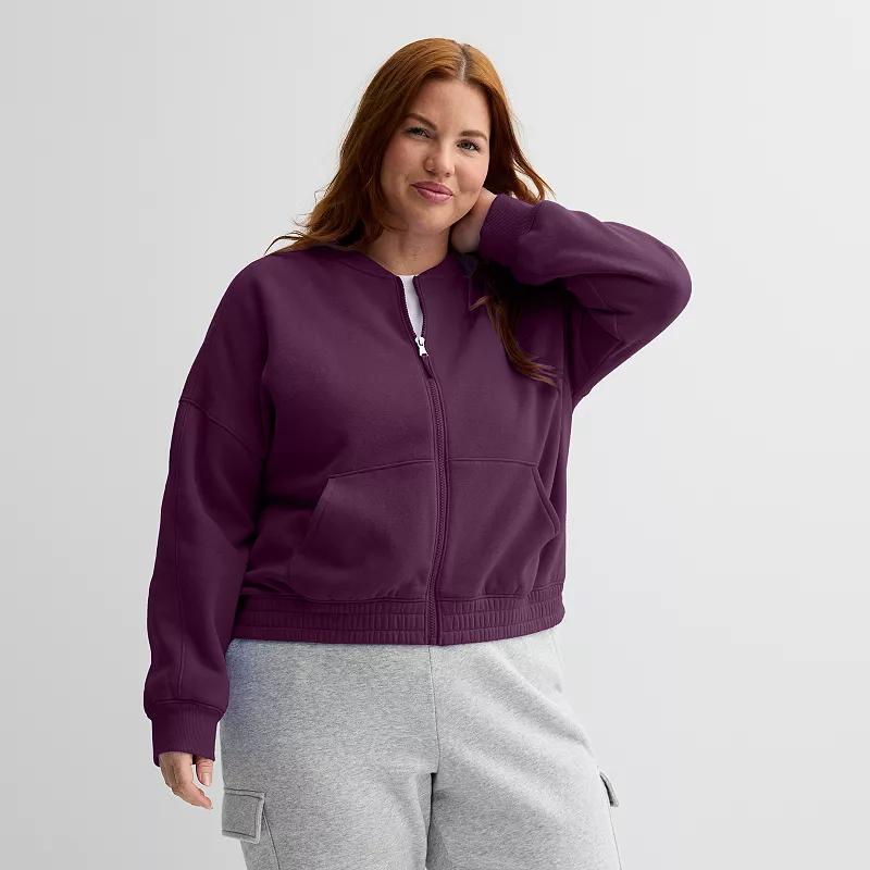 Plus Size Tek Gear® Ultrasoft Cropped Bomber Jacket, Women's, Size: 2XL, Purple Appeal Product Image