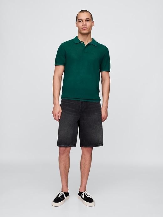 Textured Crochet Polo Shirt Product Image