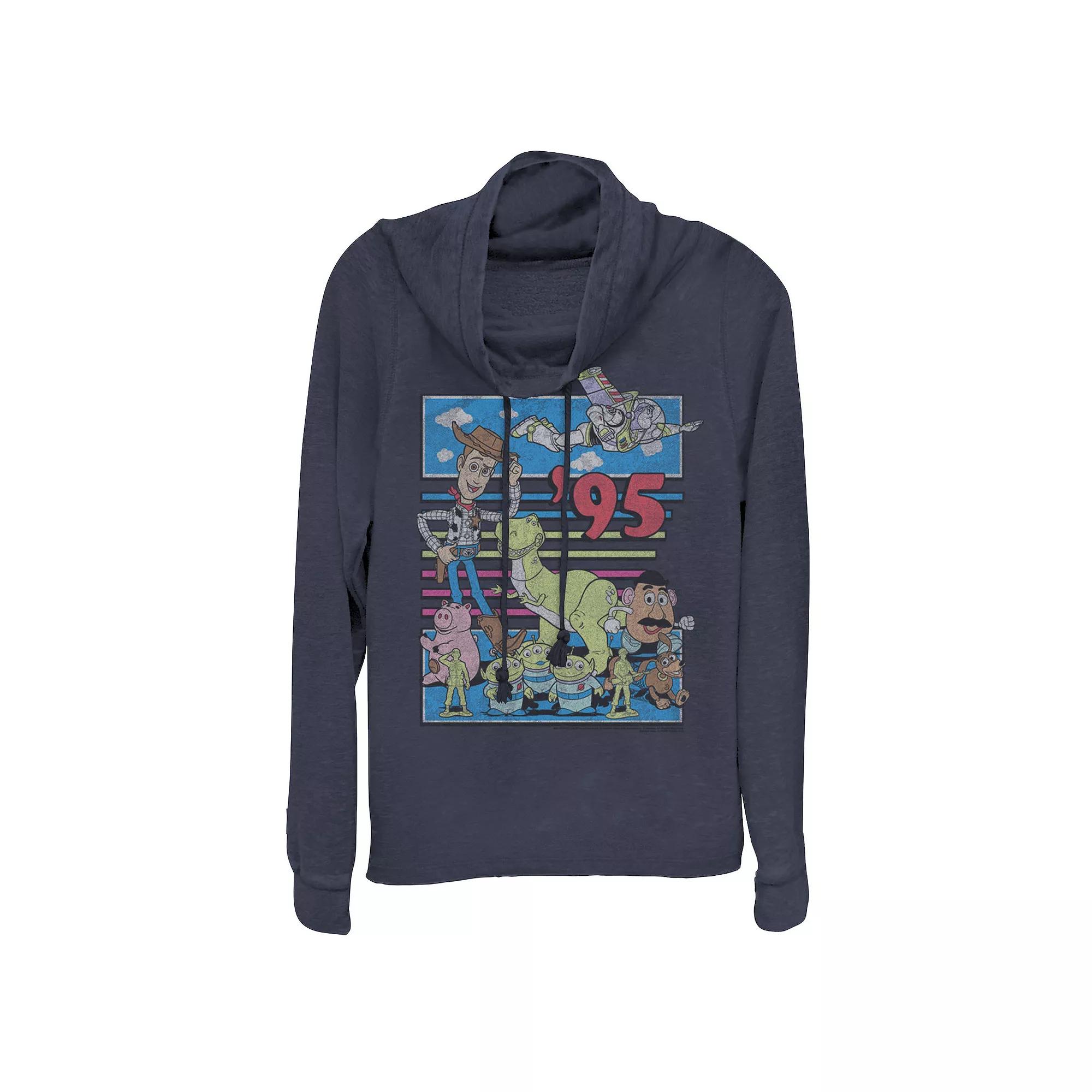 Disney / Pixar's Toy Story Juniors' 95 Retro Distressed Colorful Cowlneck Graphic Lightweight Long Sleeve, Women's,  Product Image