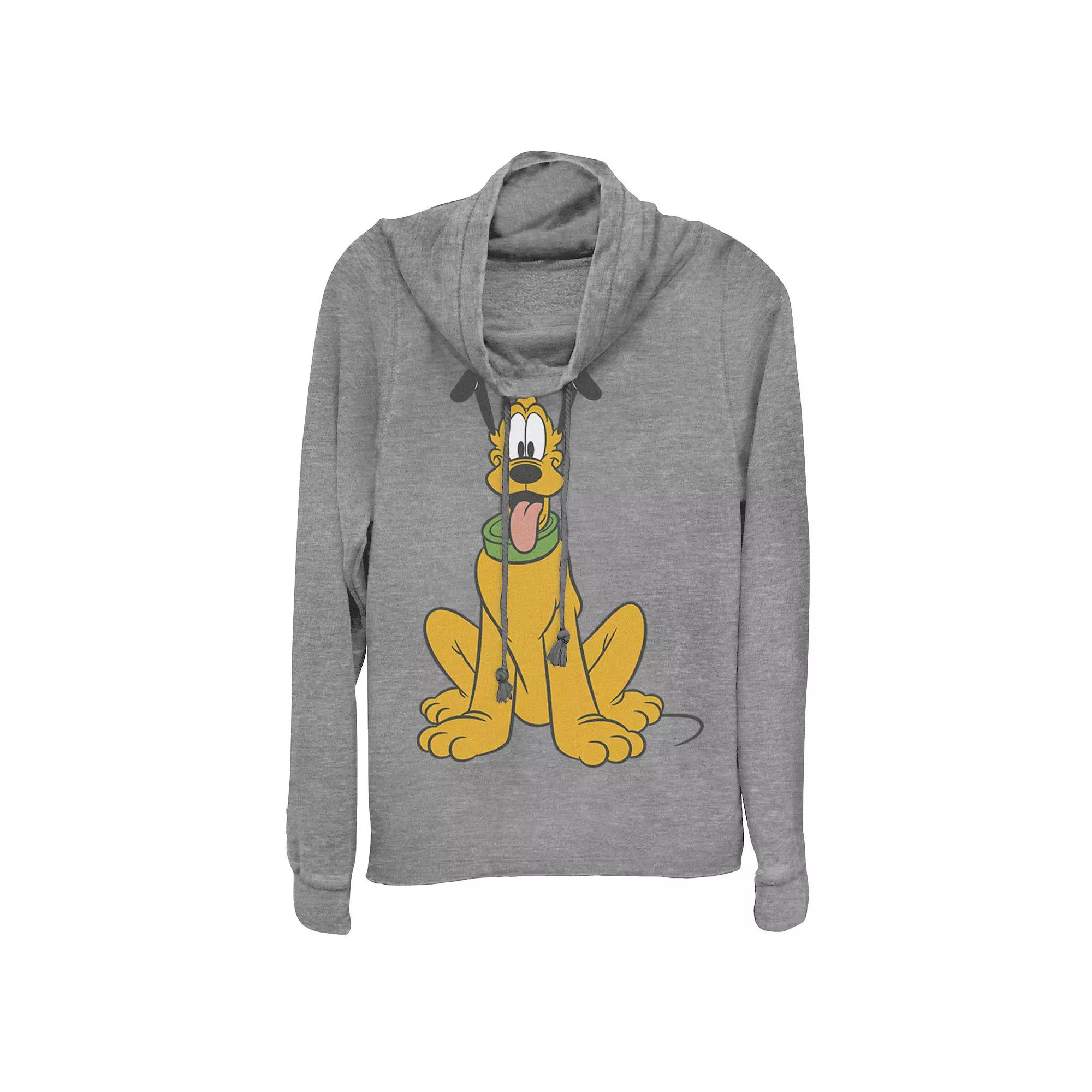 Disney's Mickey Mouse Juniors' Pluto The Dog Cowlneck Graphic Lightweight Long Sleeve, Girl's,  Product Image