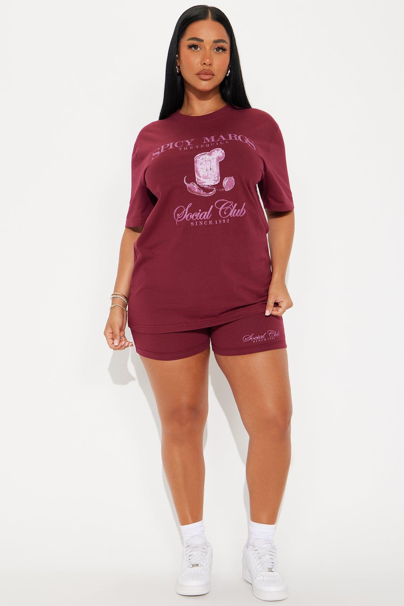 Margs Social Club Short Set - Burgundy Female Product Image