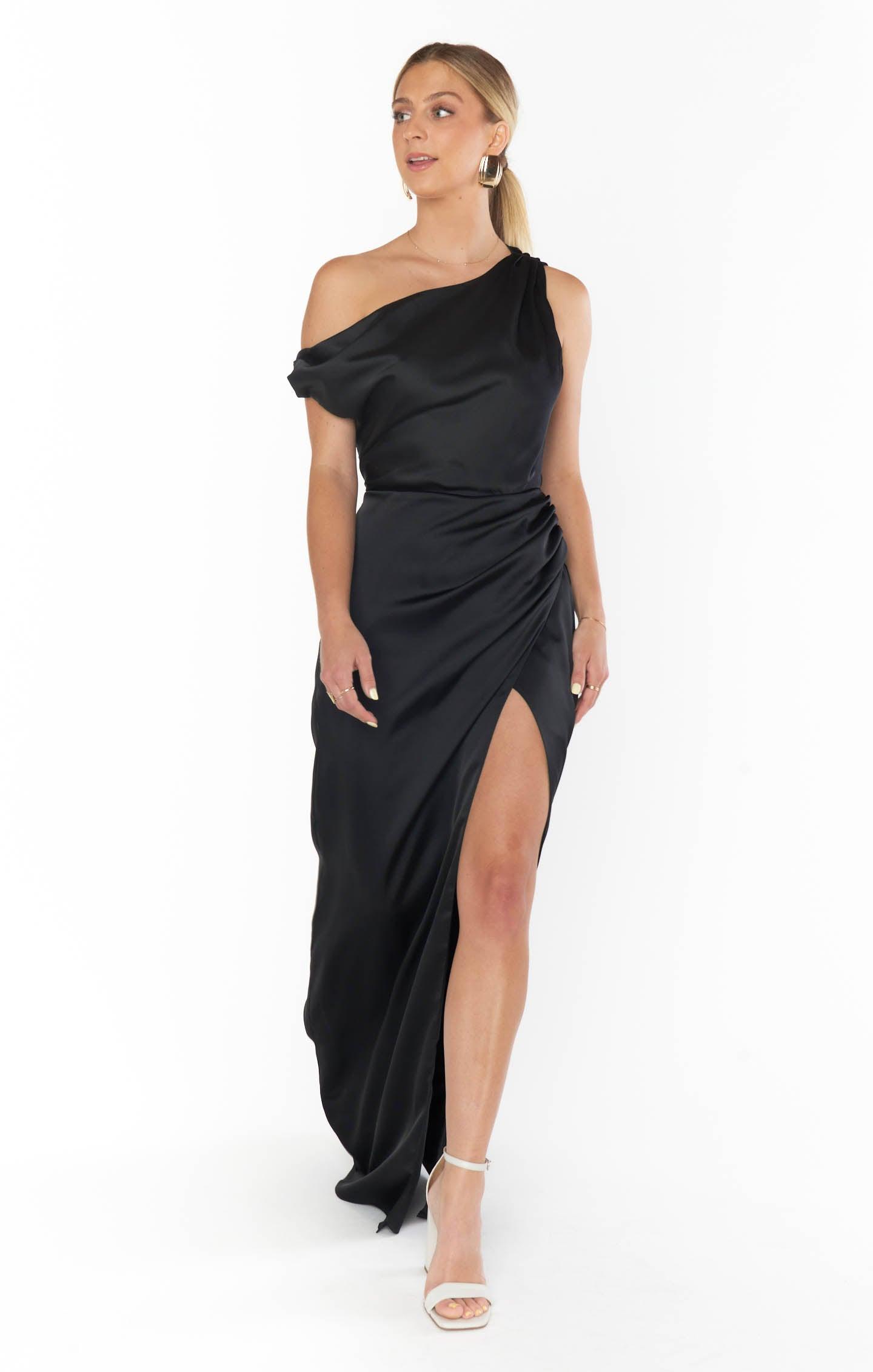 Jodie Dress ~ Black Luxe Satin Product Image