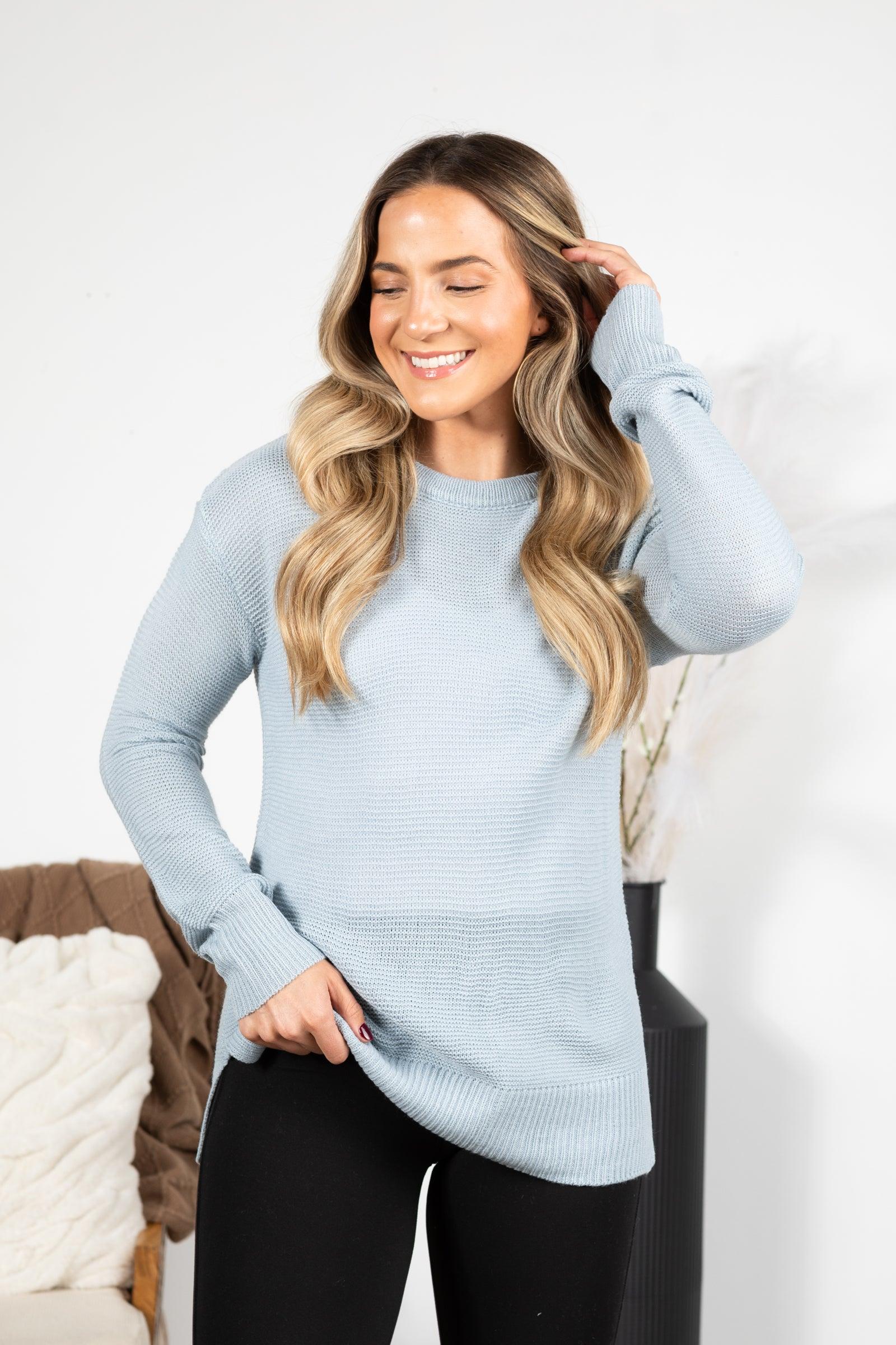 Boyfriend Fit Sweater With Mini Waffle Texture Product Image