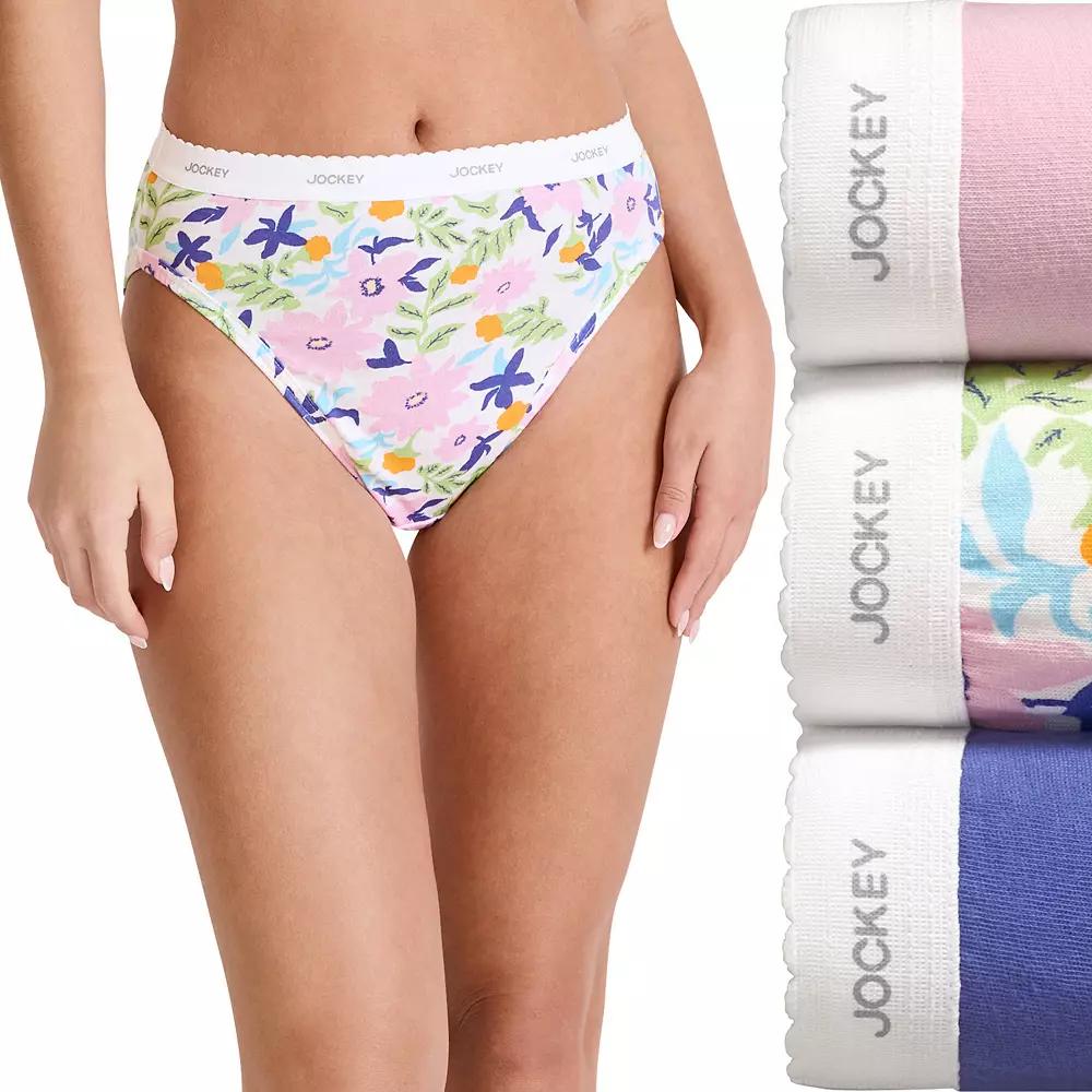 Women's Jockey® Classics 3-pk. French-Cut Brief Panty Set 9480, Size: 7, Brush Floral Product Image