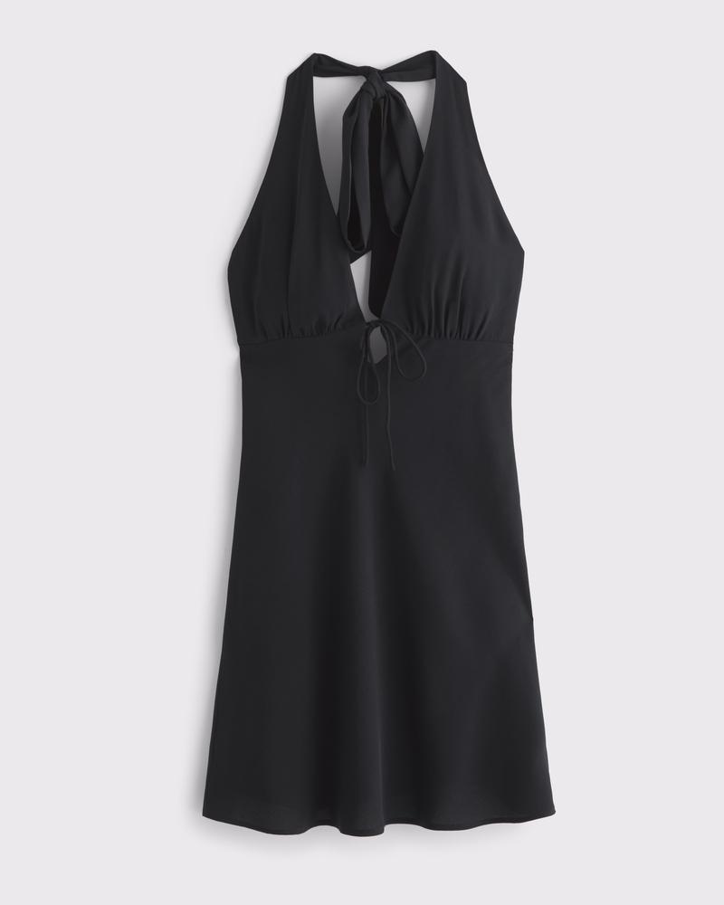 Halter Tie-Front Slip Mini Dress Product Image
