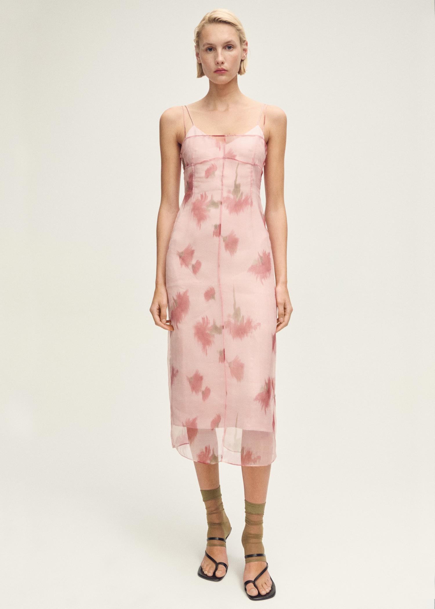 Floral-print combined dress - Women | MANGO USA Product Image