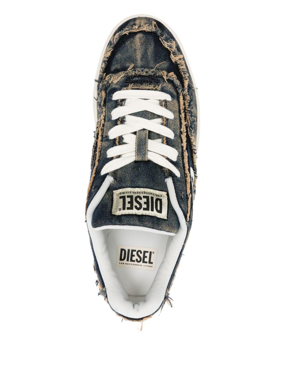 frayed denim sneakers Product Image