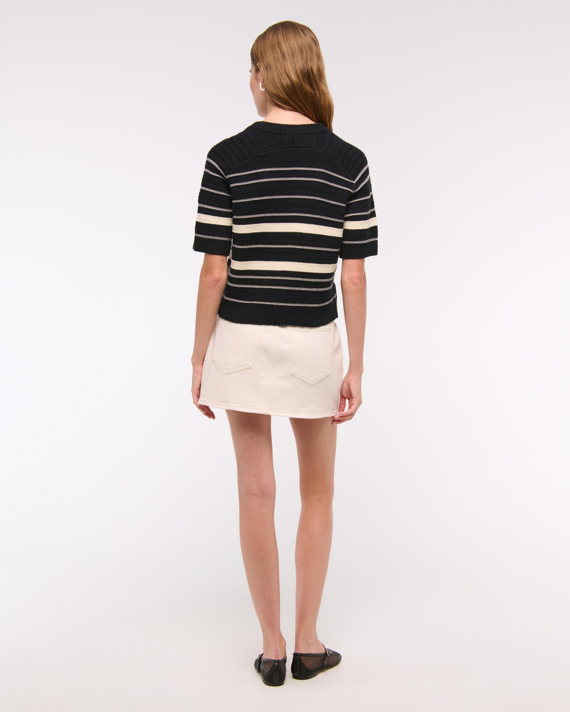 The A&F Madeline Textural Crew Sweater Tee Product Image