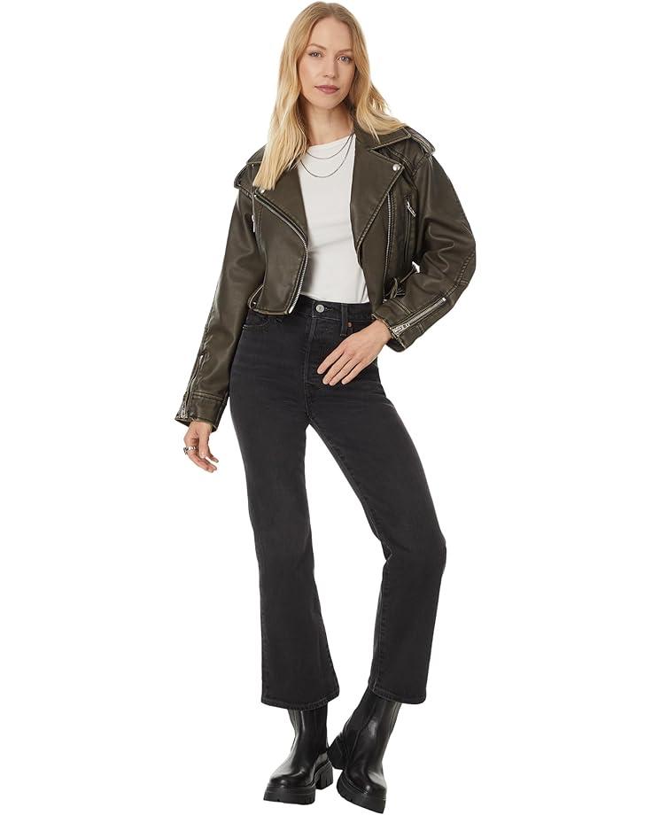 Faux Leather Moto Jacket Product Image