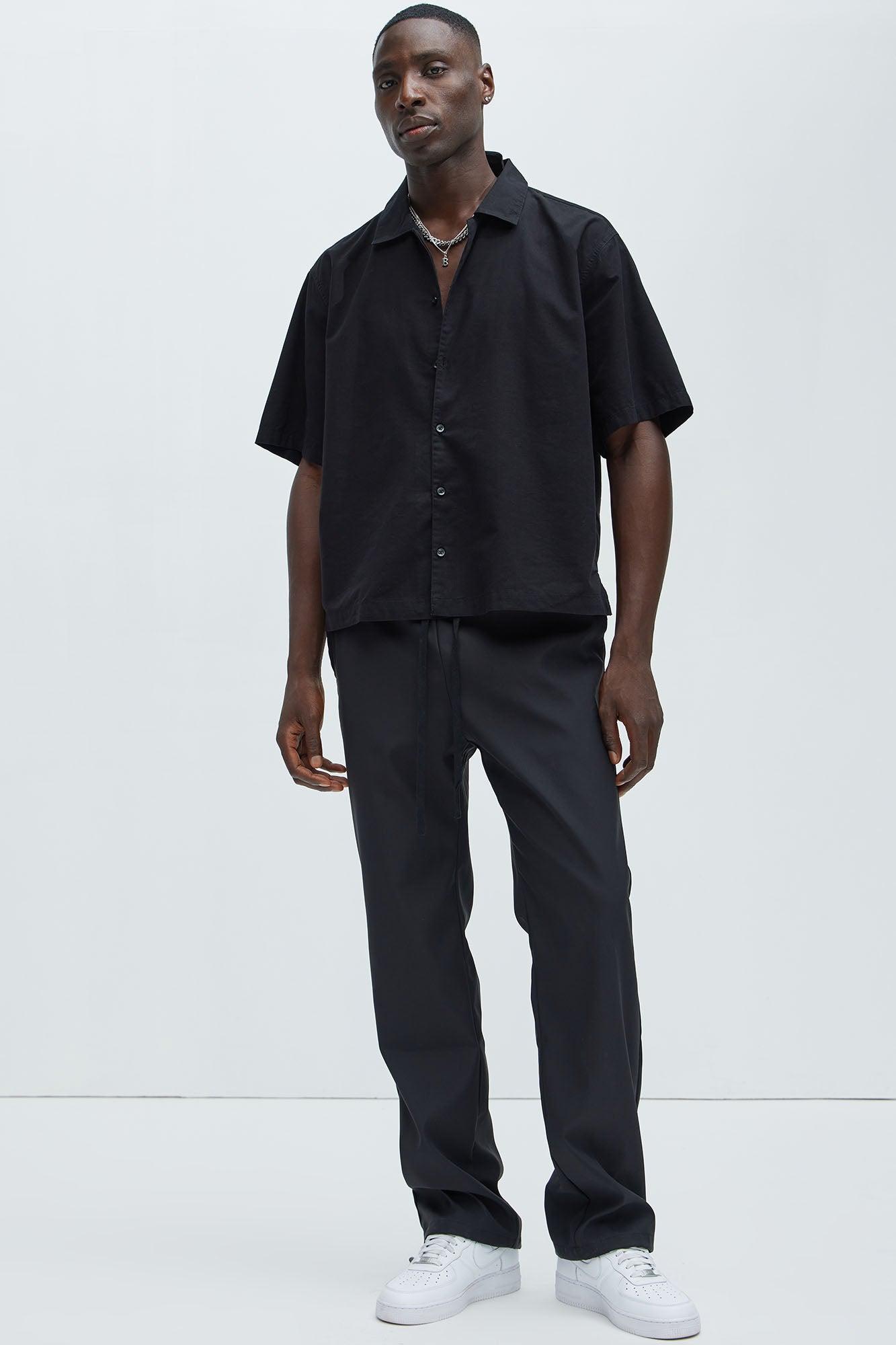 Ryland Relaxed Cotton Short Sleeve Cuban Shirt - Black Product Image