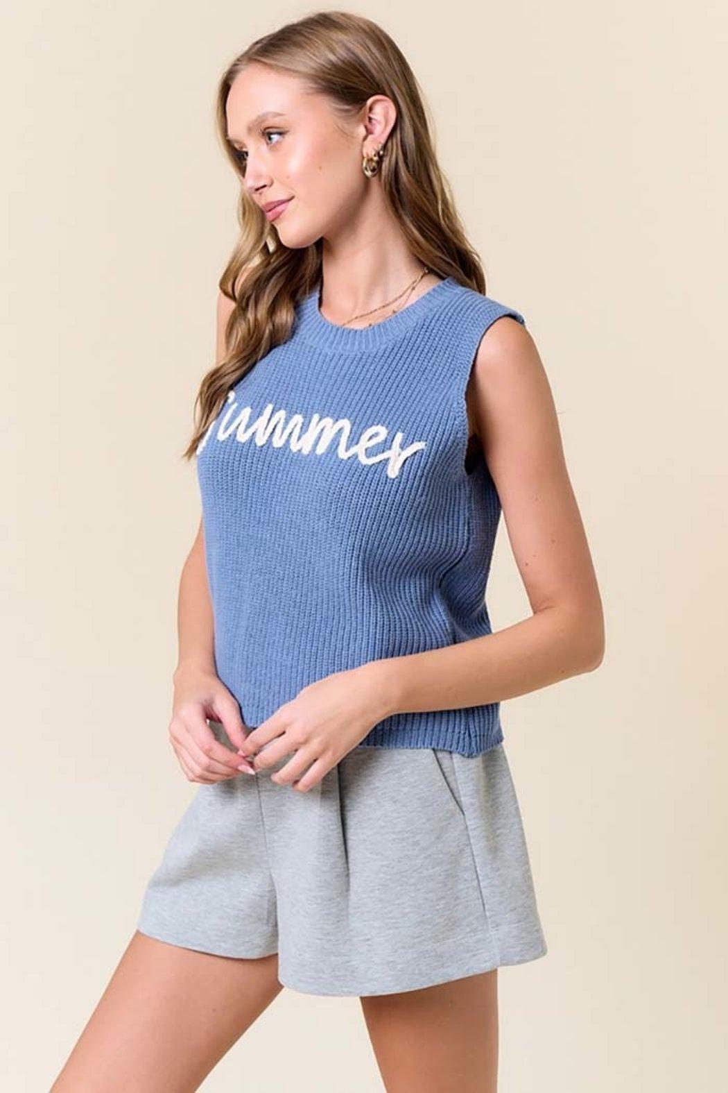 Round Neck Summer Sweater Tank Top Product Image