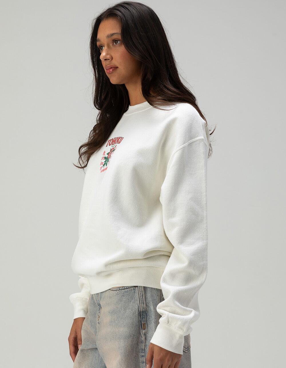 BDG Urban Outfitters Tohoku Rose Womens Crewneck Sweatshirt - ECRU Product Image