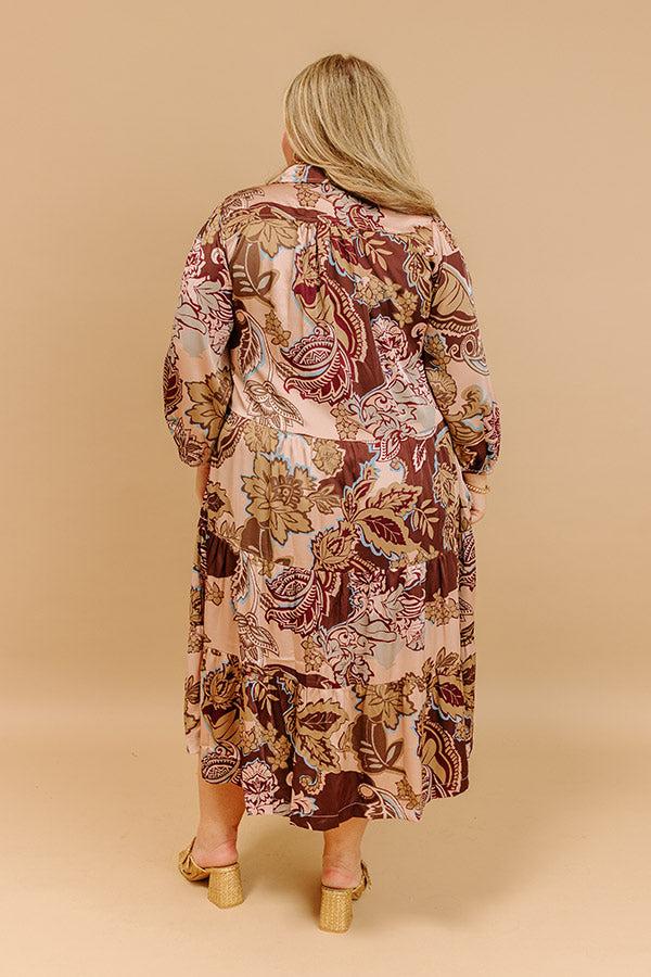 Wine Mixer Meet Up Satin Floral Midi Curves Product Image