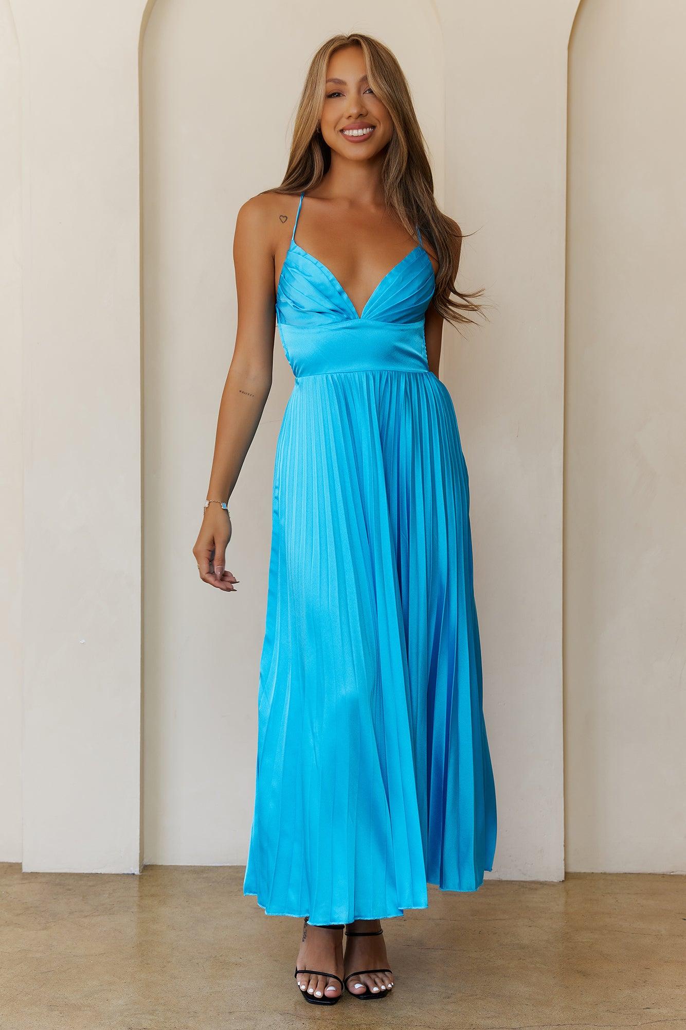 Platinum Status Satin Maxi Dress Blue Product Image