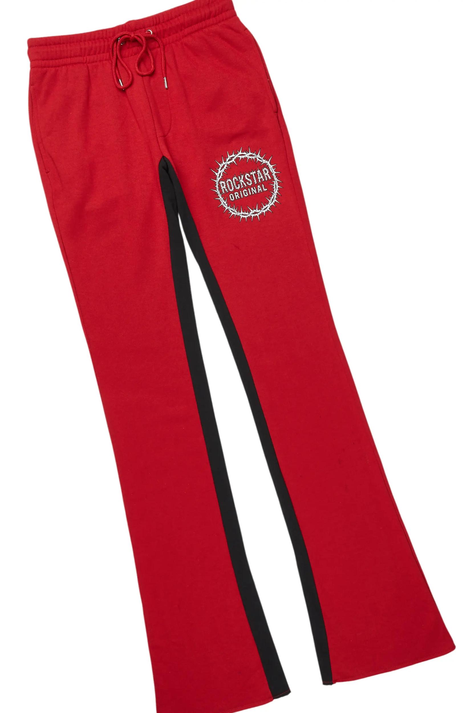 Amina Black/Burgundy Long Sleeve T-Shirt/Baggy Pant Set Male Product Image