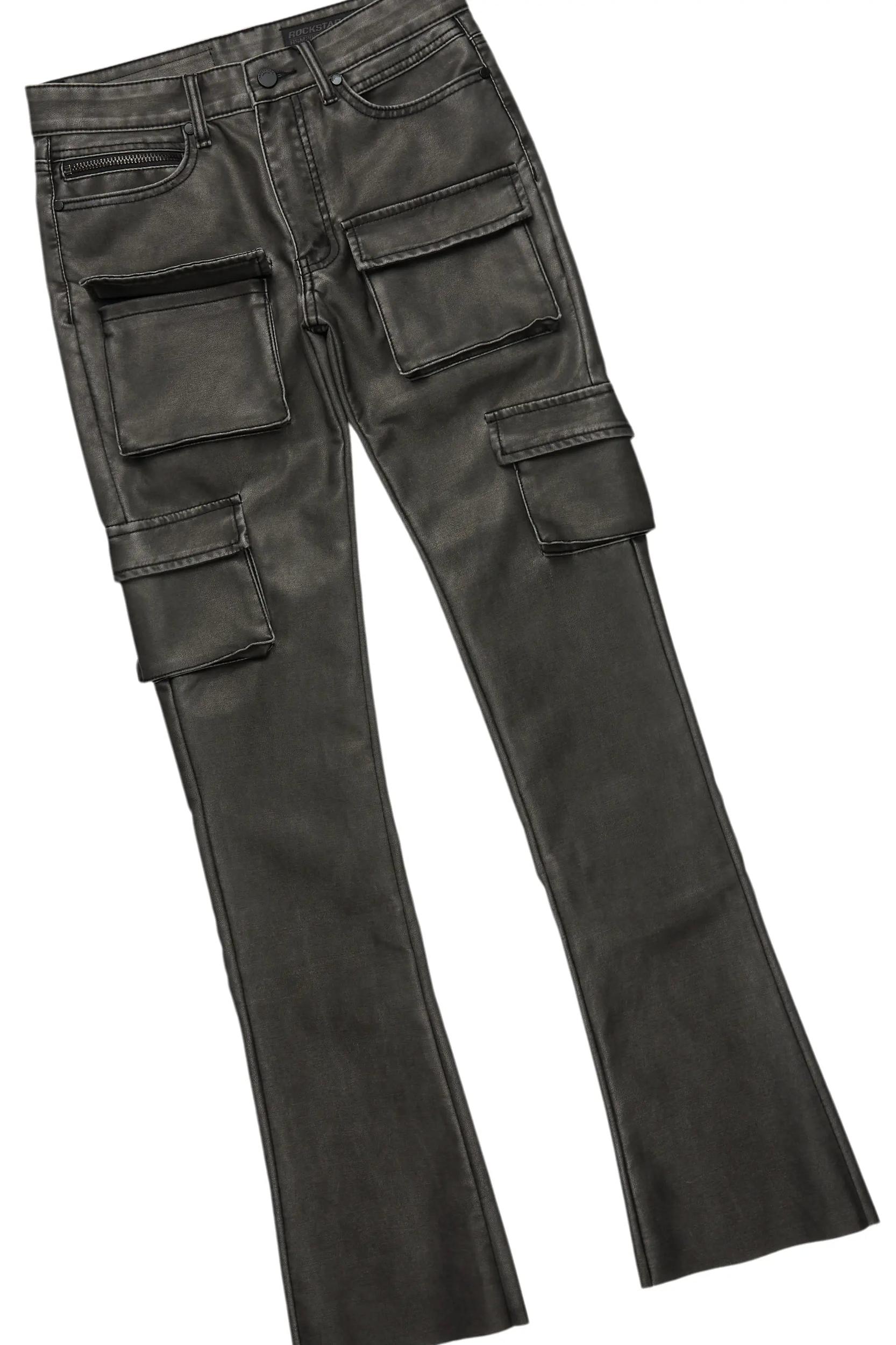 Schtupp Black Double Layer T-Shirt & Khaza Stacked Flare PU Jean Bundle Male Product Image