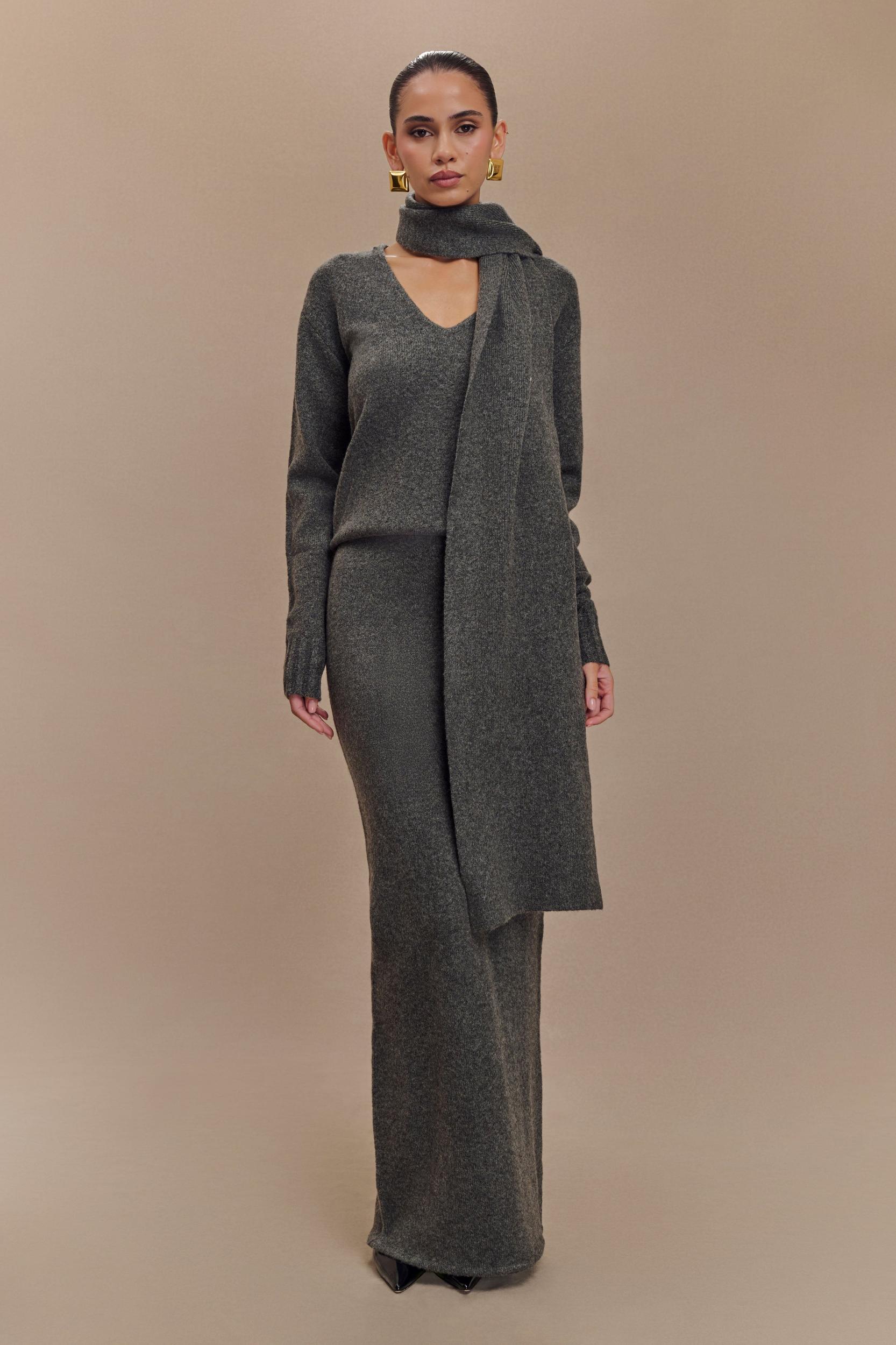 Elise Knit Maxi Skirt - Charcoal Marle Product Image