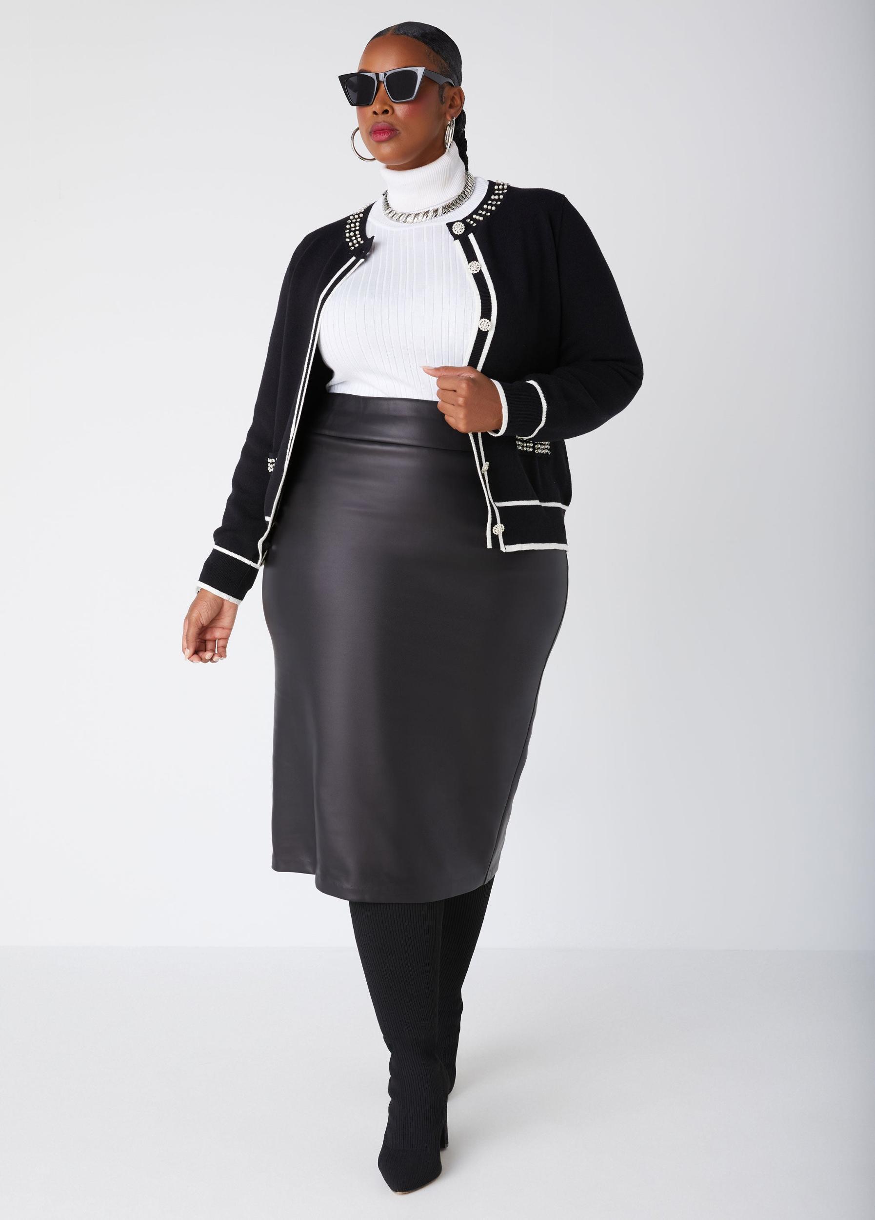 Faux Leather Midi Skirt Product Image