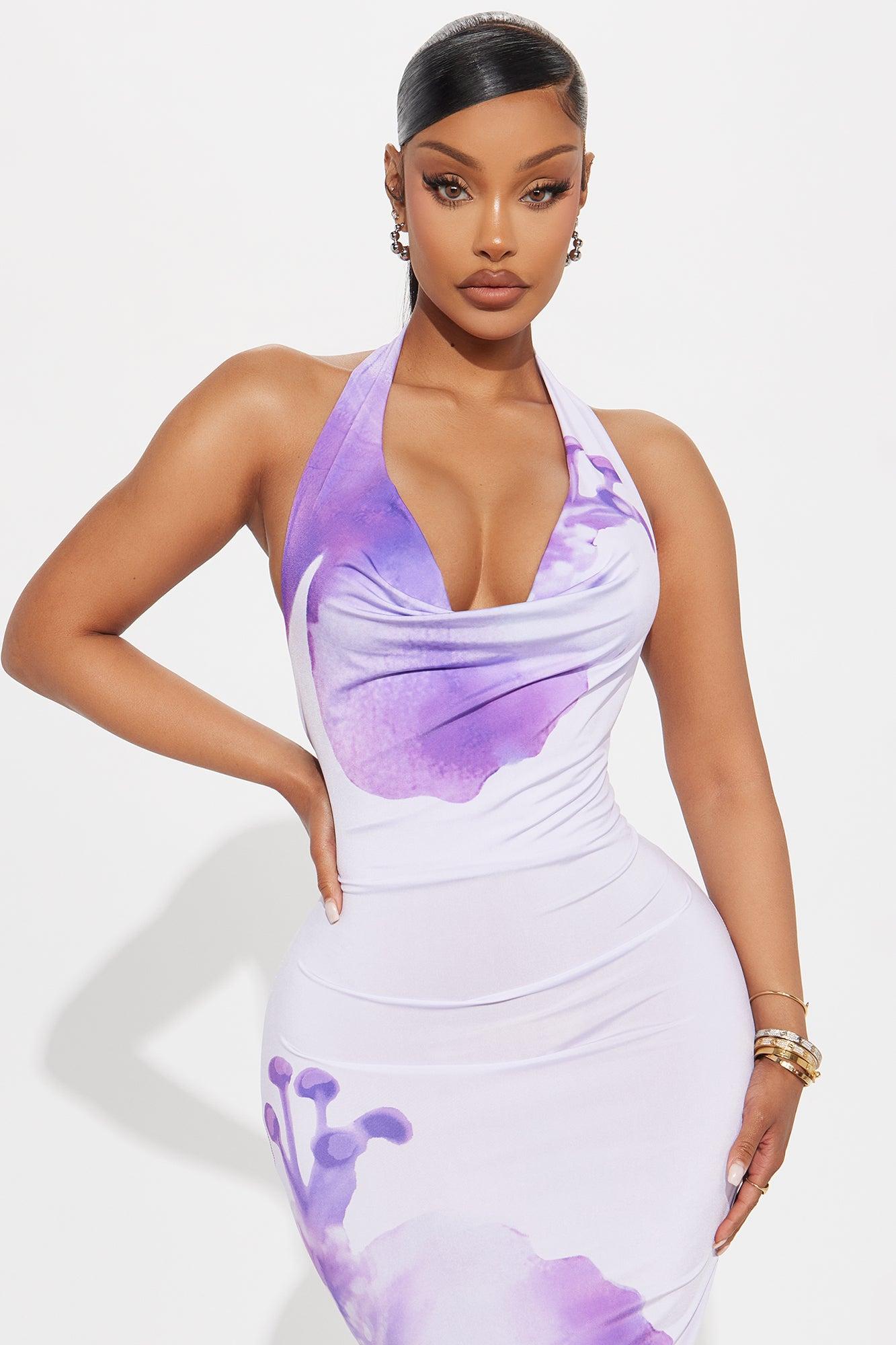 Vanessa Floral Backless Maxi Dress - Purple/combo Female Product Image