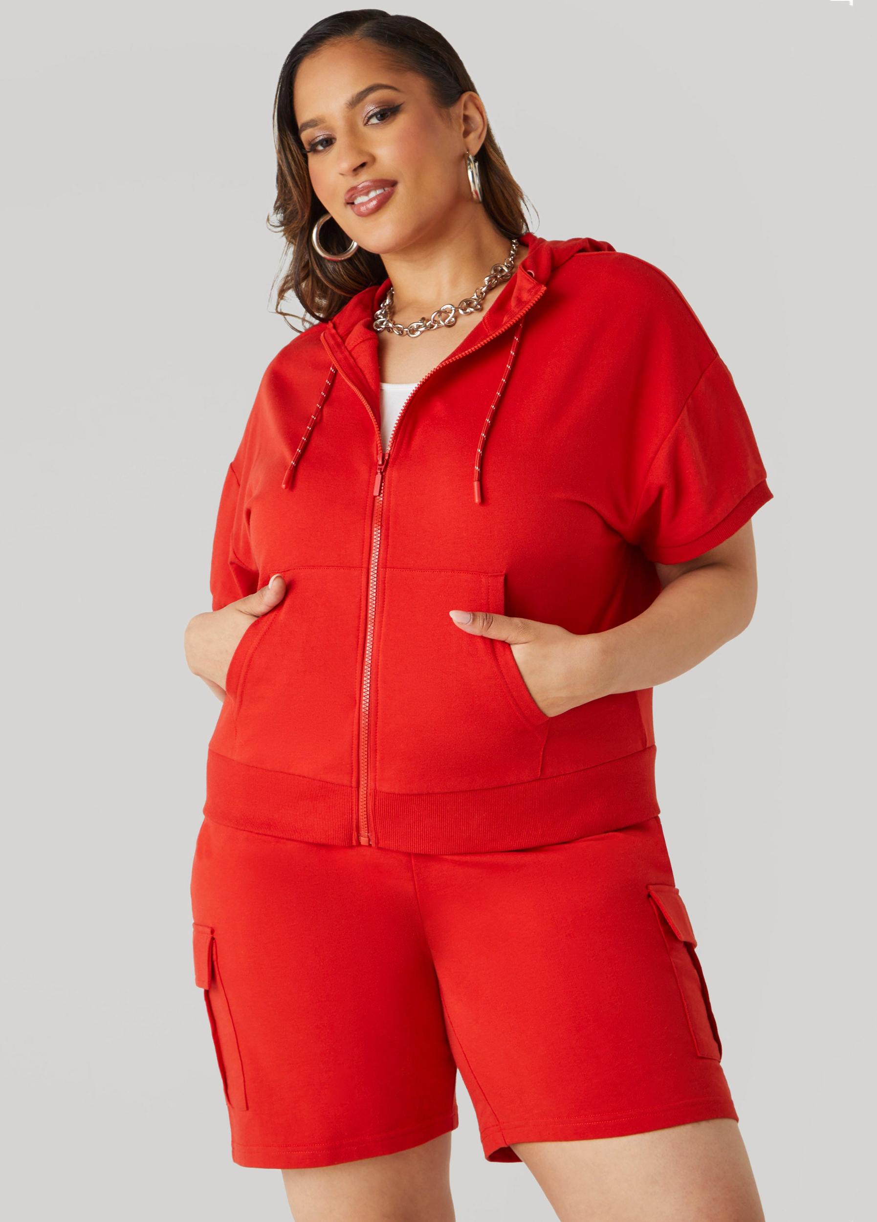 Plus Size Zip Front French Terry Hoodie Ashley Stewart Product Image