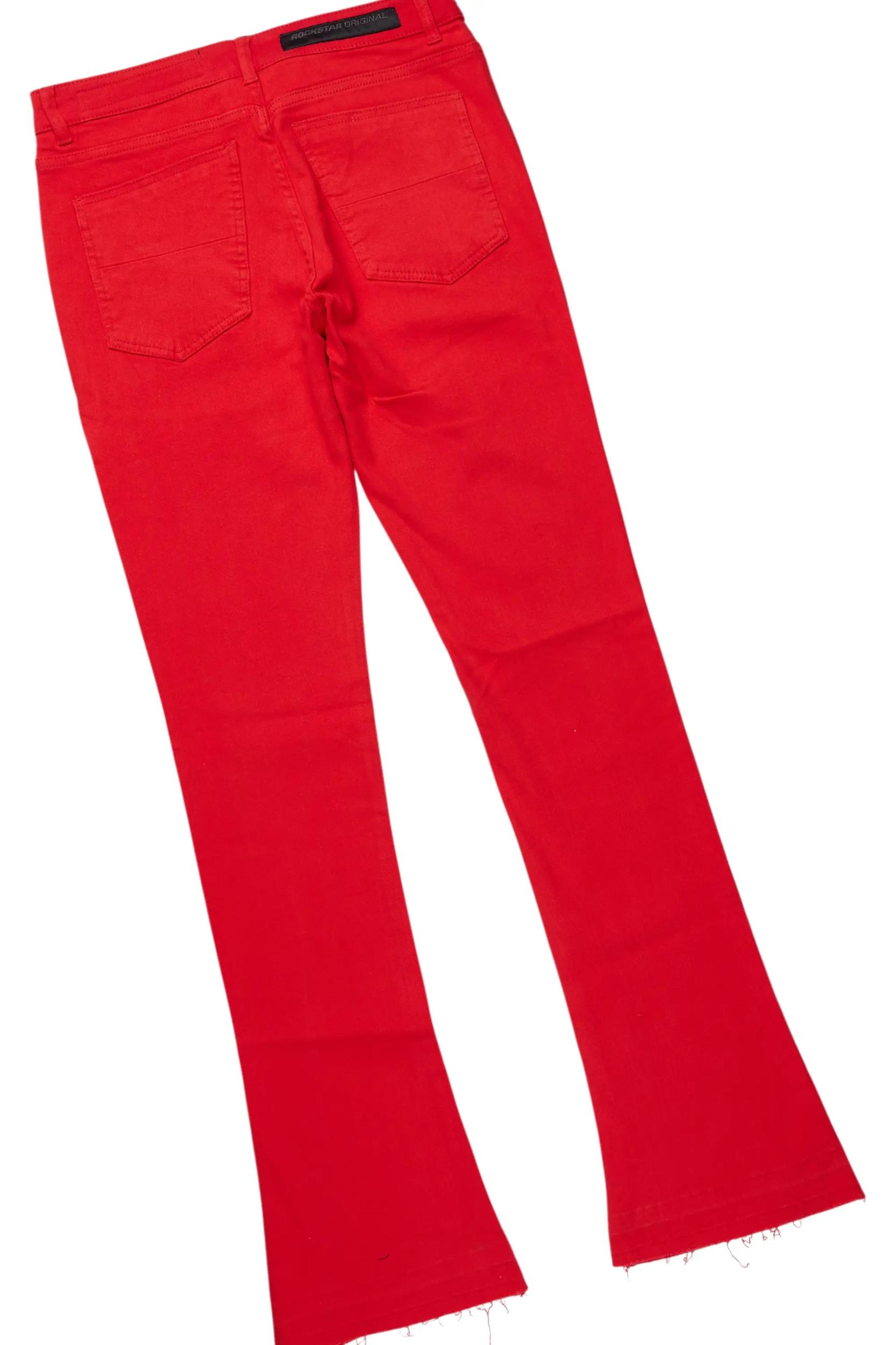 Grill White/Red Oversized Graphic T-Shirt/Dag Stacked Flare Jean Set Male Product Image