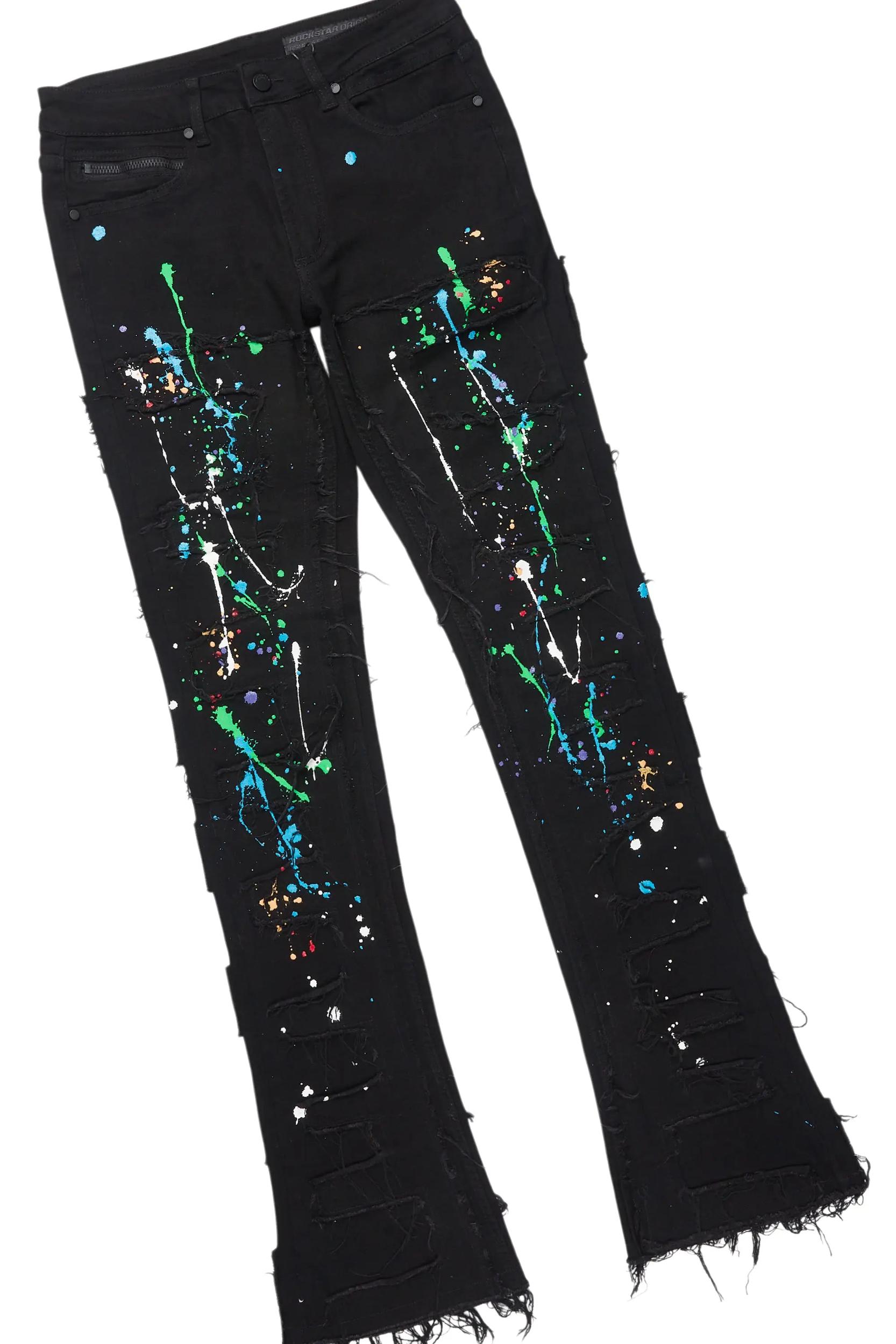 Oriel Black T-Shirt/Stacked Flare Jean Set Male Product Image