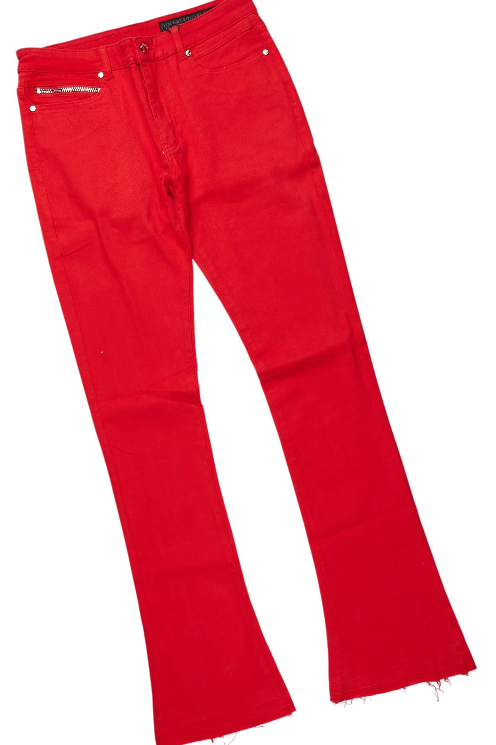 Grill White/Red Oversized Graphic T-Shirt/Dag Stacked Flare Jean Set Male Product Image