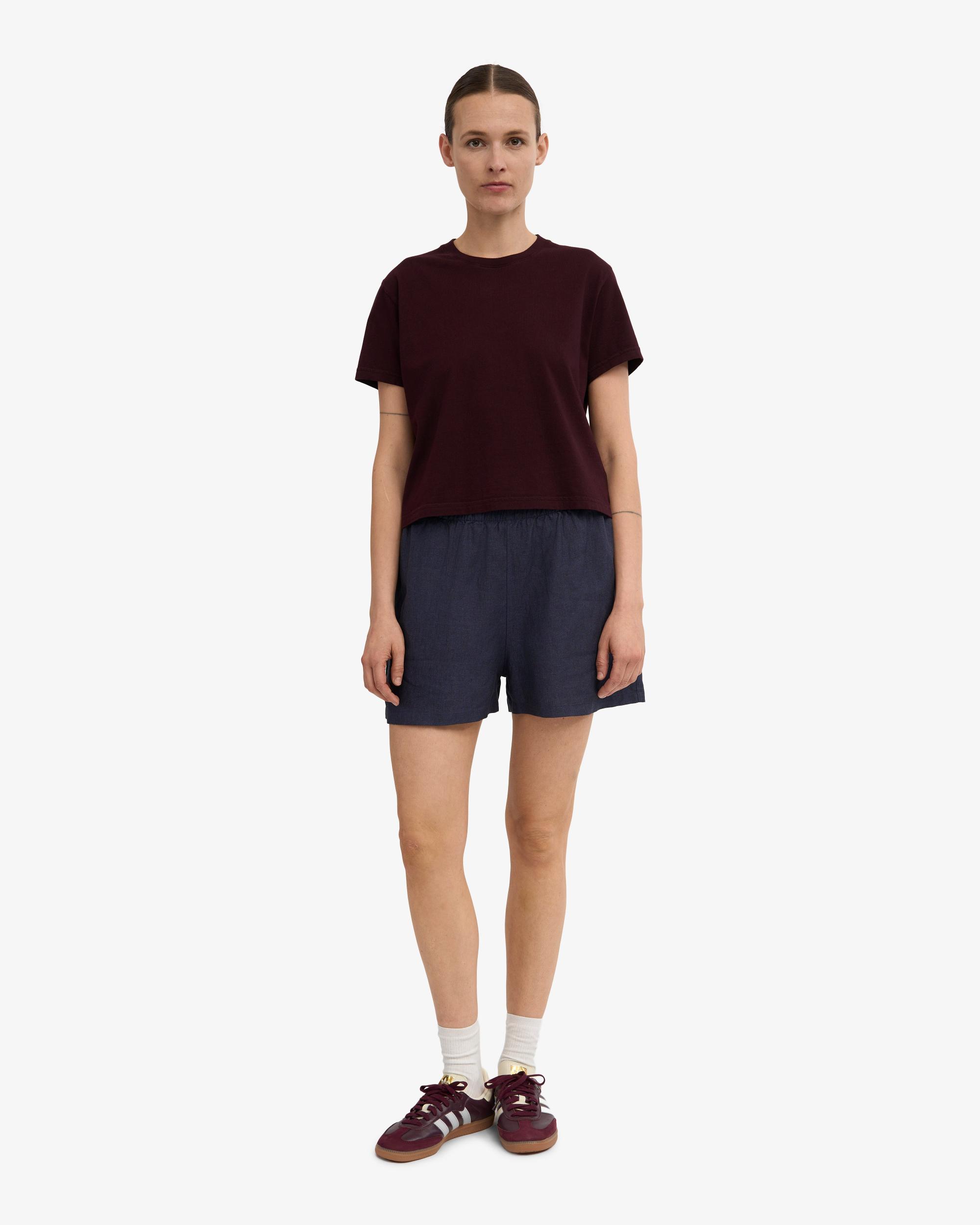 Linen Shorts - Petrol Blue Product Image