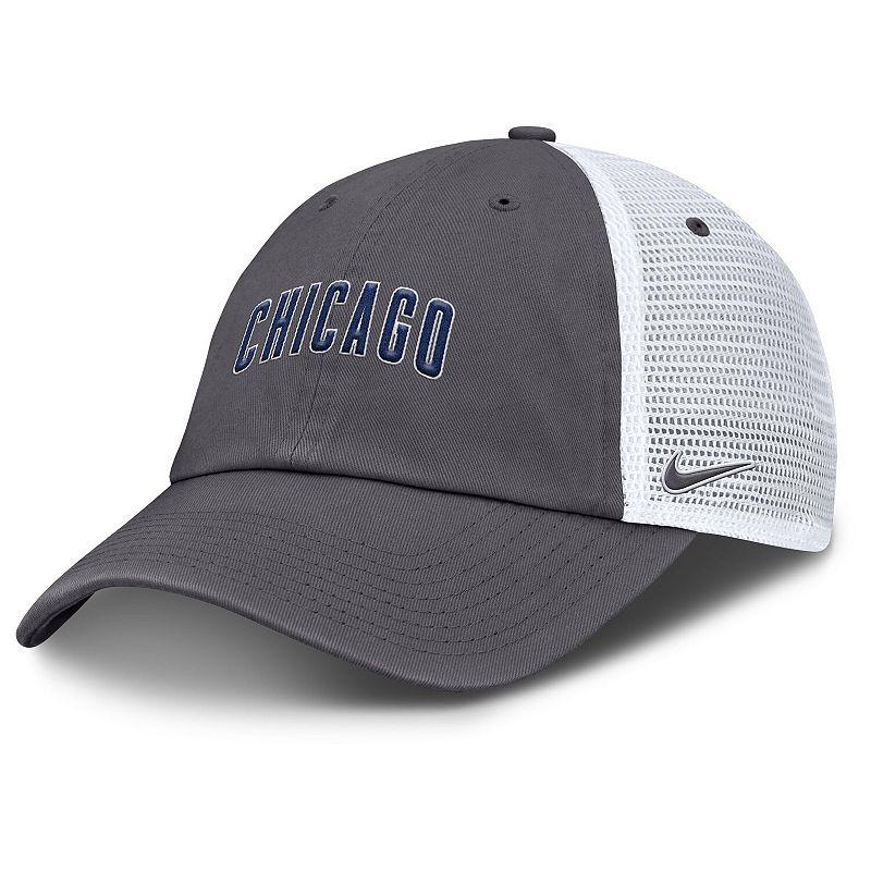Men's Nike Gray Chicago Cubs Wordmark Club Adjustable Trucker Hat,  Product Image