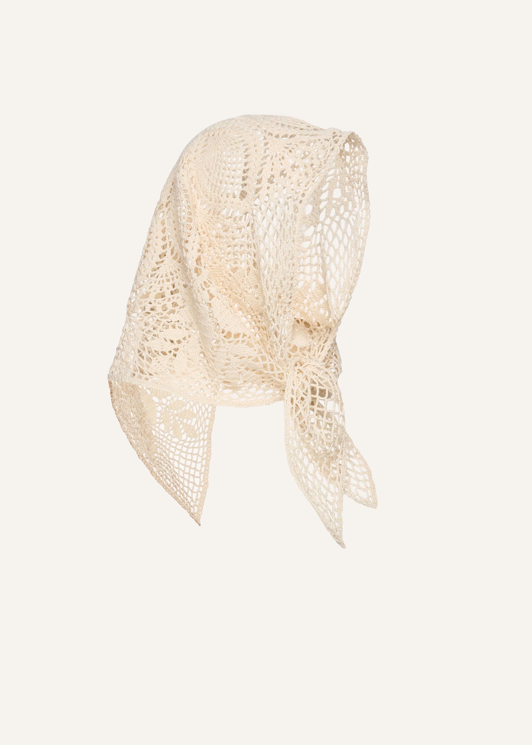 Floral motif crochet scarf in cream Product Image