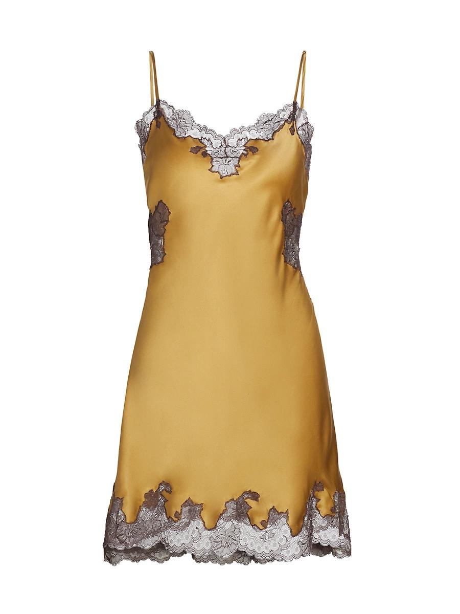 Womens Lolita Lace-Trim Silk Slip Minidress Product Image