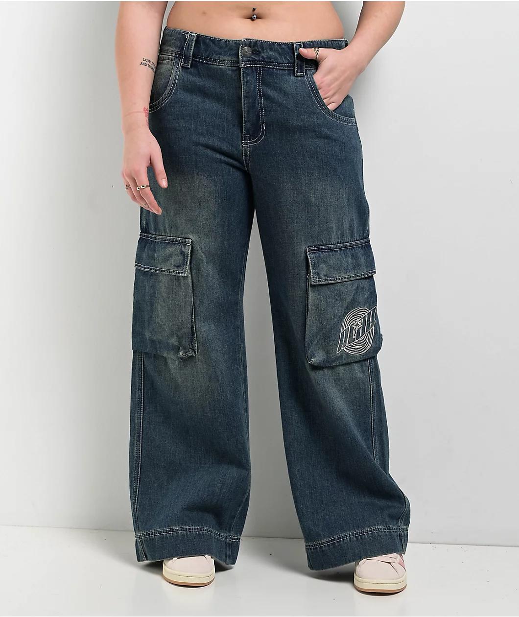 A.LAB Ether Blue Cargo Flare Jeans Product Image