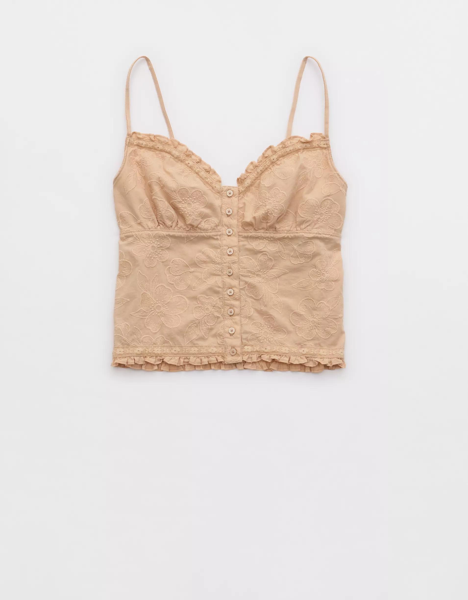 Aerie Off-Duty Embroidered Cotton Tank Top Product Image