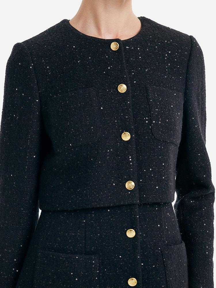 Tweed Fake Two-piece Tailored Wool Dress Product Image