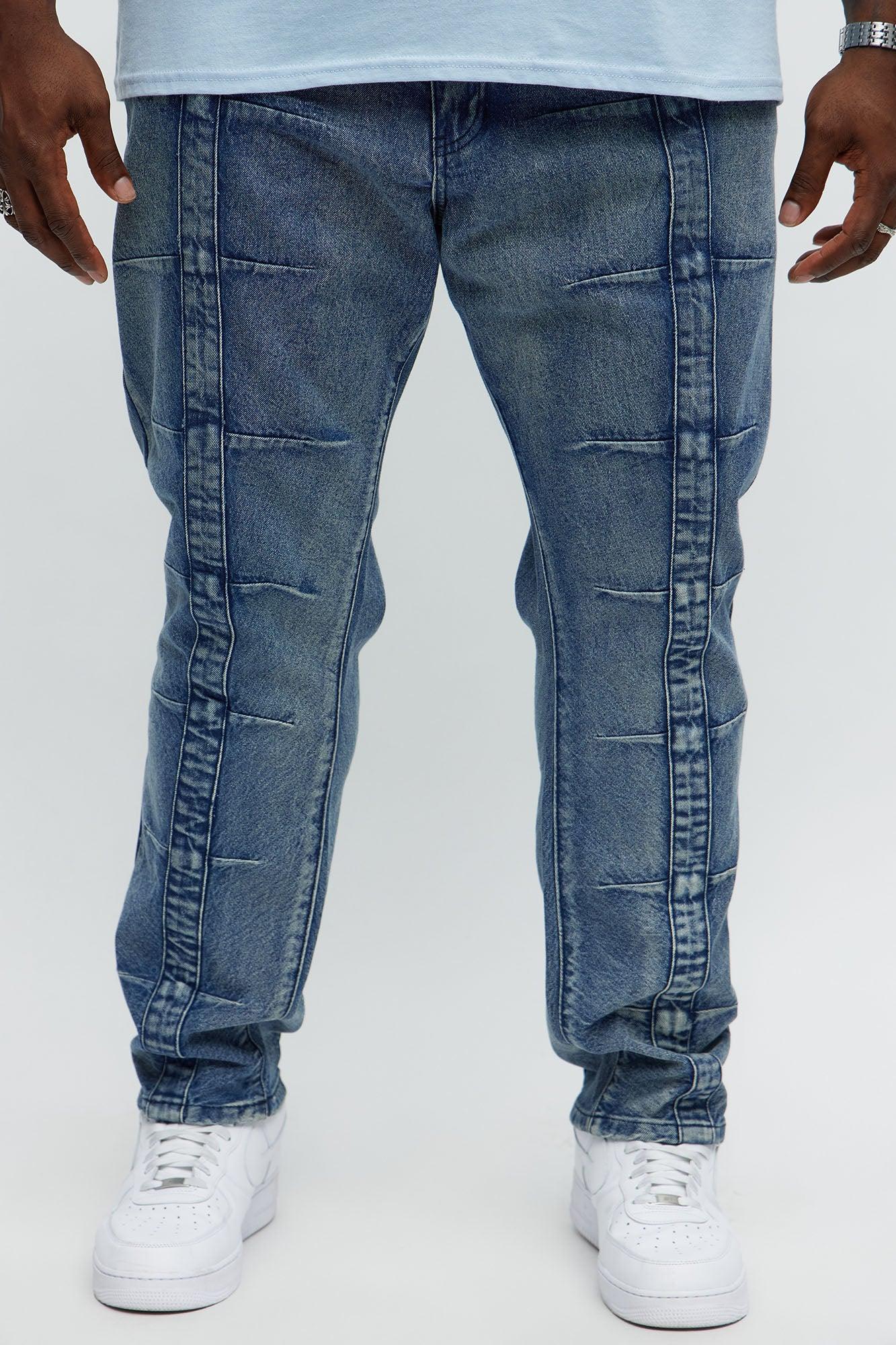 Vertical Panel Slim Jeans - Medium Blue Wash Product Image