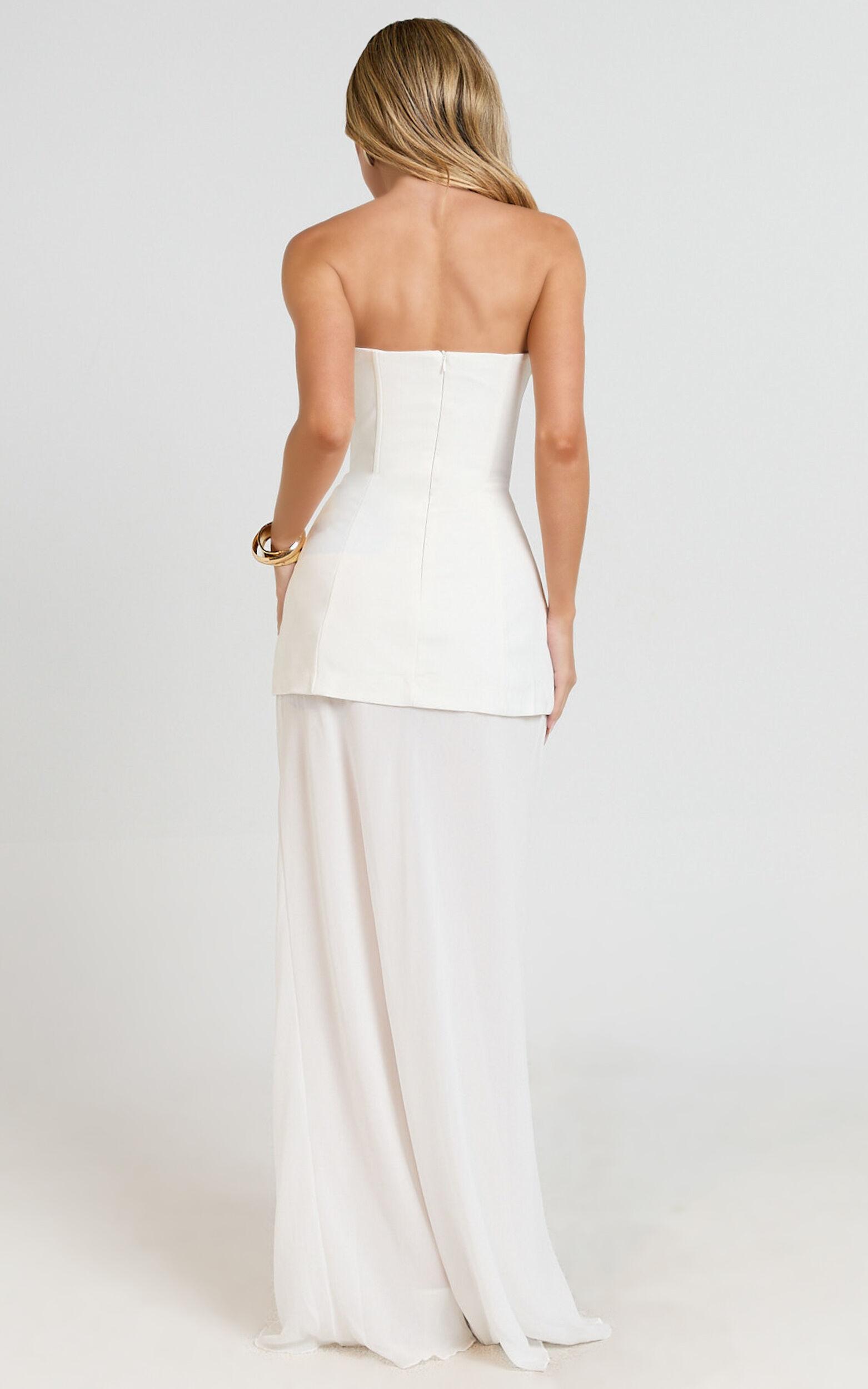 Keyla Maxi Dress - Strapless Contrast Skirt Dress in Ivory Product Image