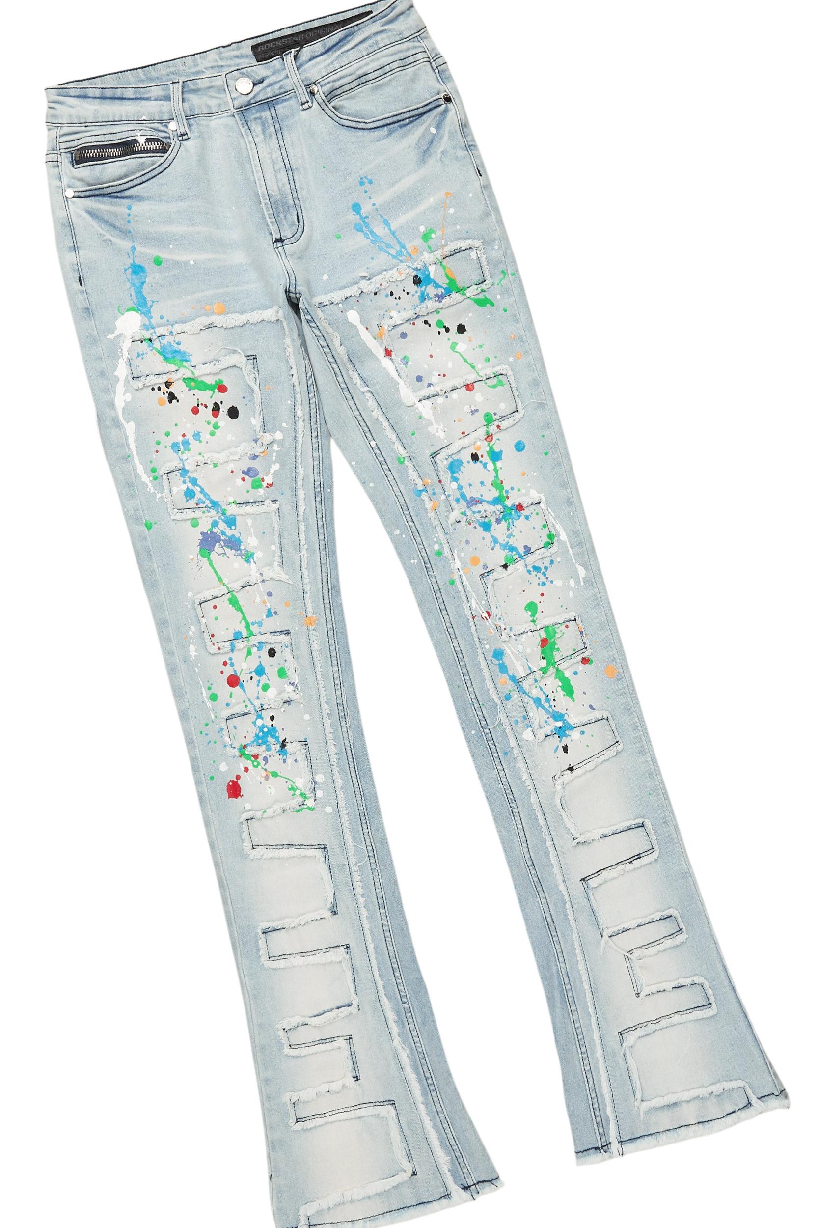 Oriel White/Black T-Shirt/Stacked Flare Jean Set Male Product Image