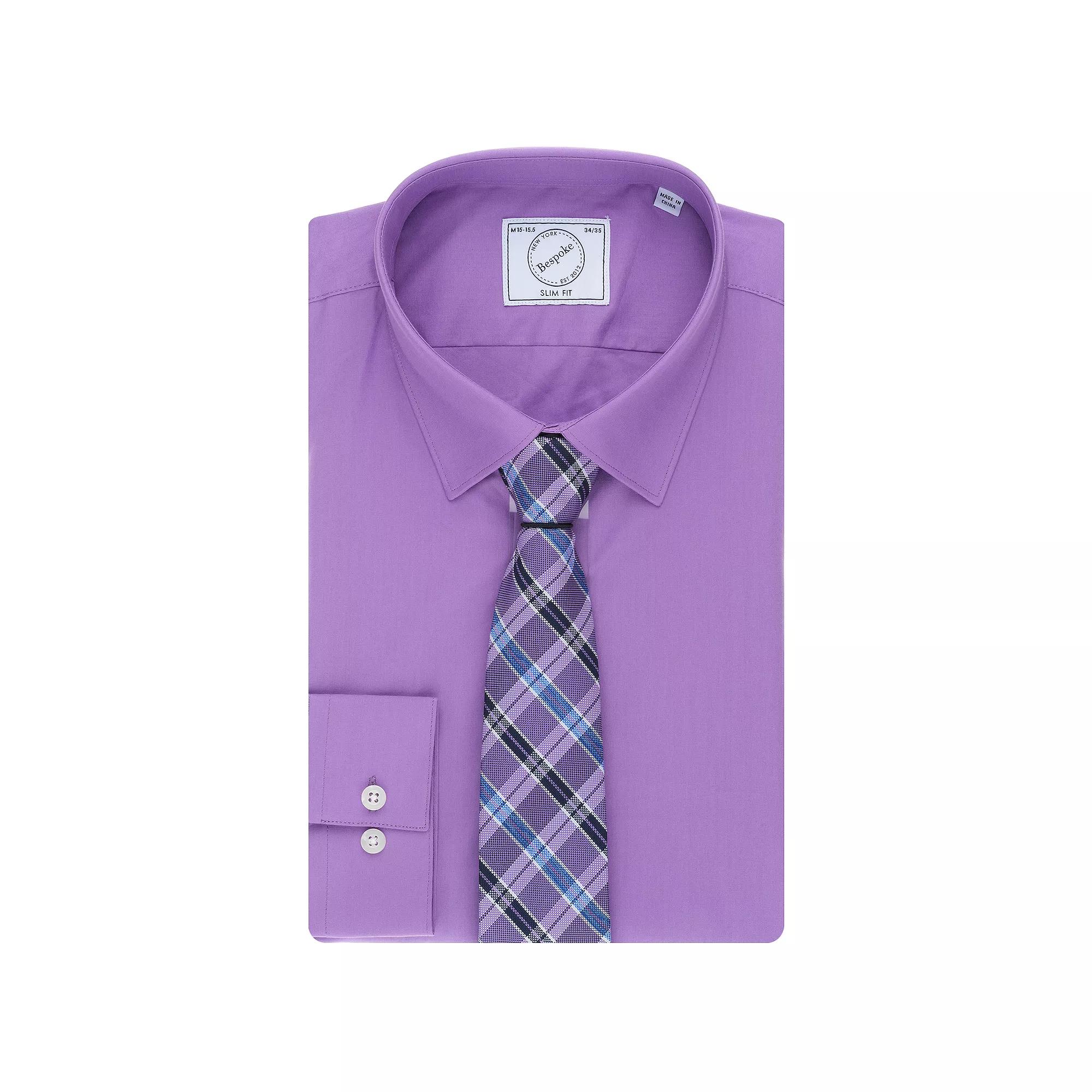 Men's Bespoke Slim-Fit Dress Shirt & Tie Set,  Product Image