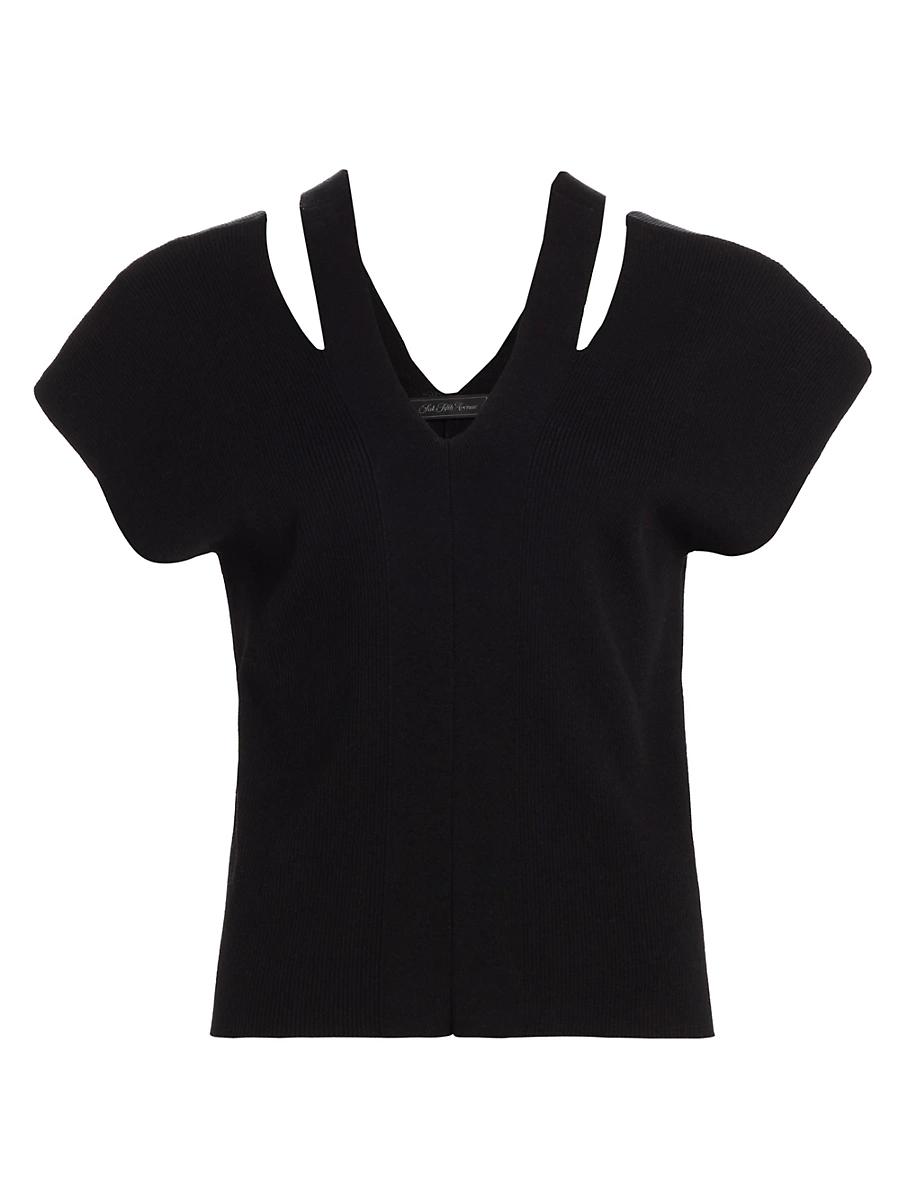 Womens Cotton-Blend Cut-Out Sweater Product Image