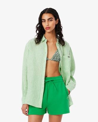 Oversized Striped Linen Shirt Product Image