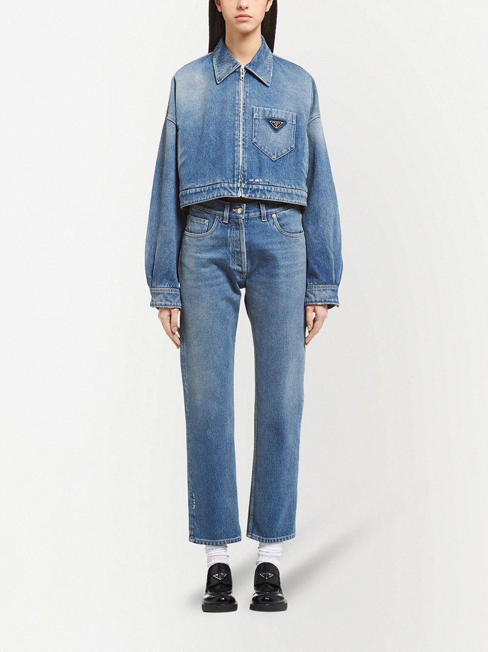 cropped organic-denim jacket Product Image