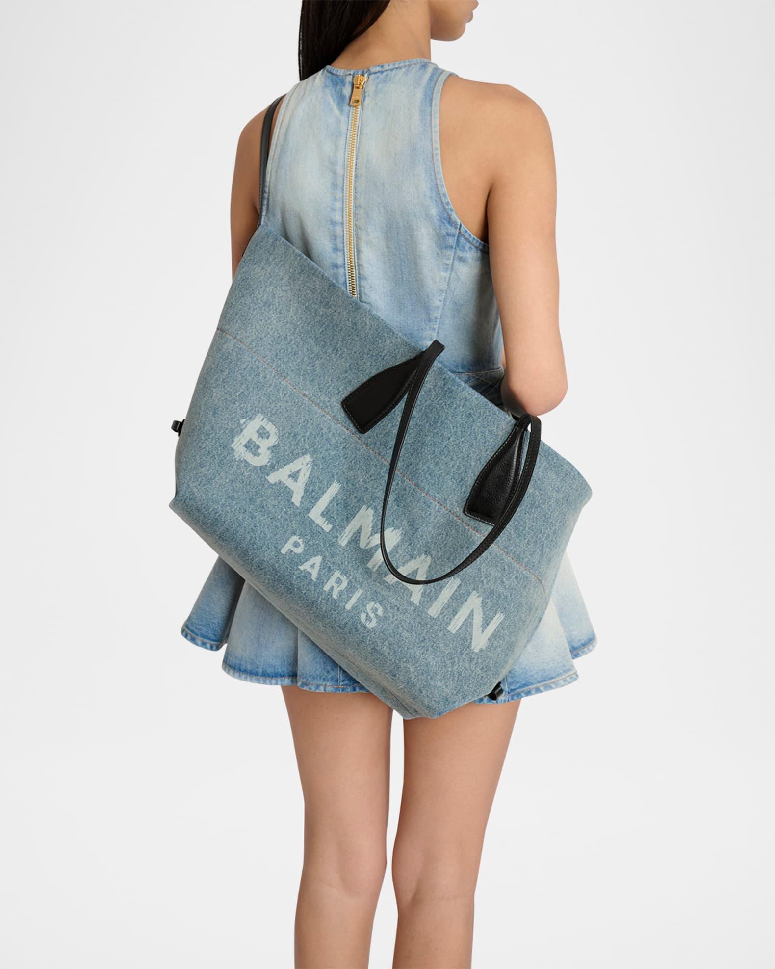 Track Shoulder Bag in Denim and Calfskin Leather Product Image