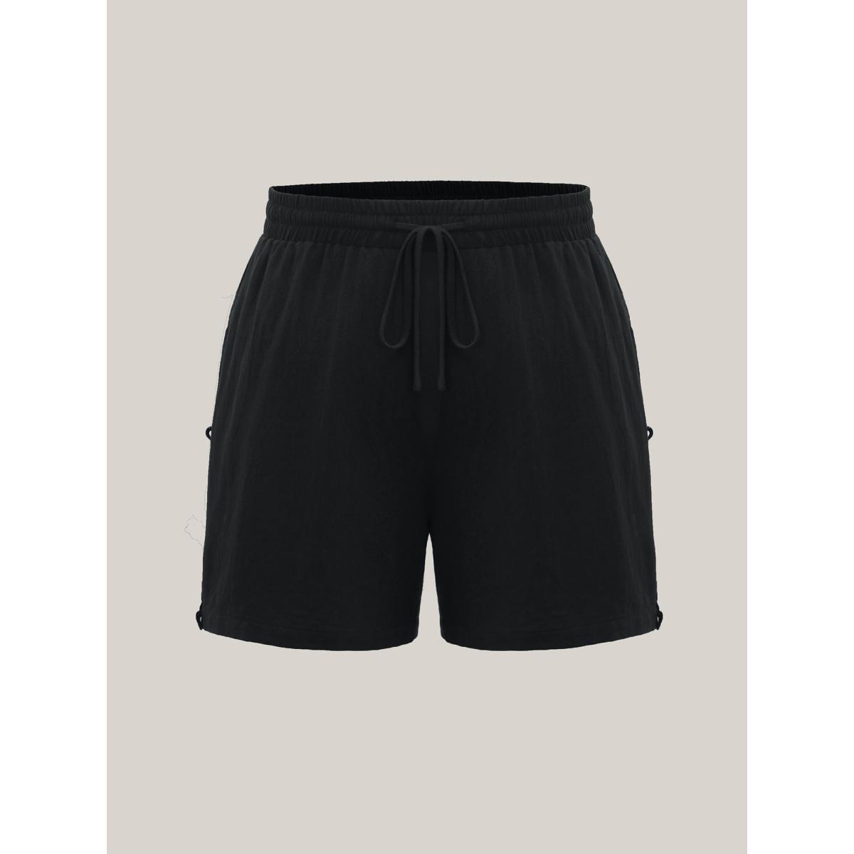 Plus Size Lace Trim Waist Drawstring Shorts Women Black Boho Vacation Shorts BloomChic 18-20/2X Product Image