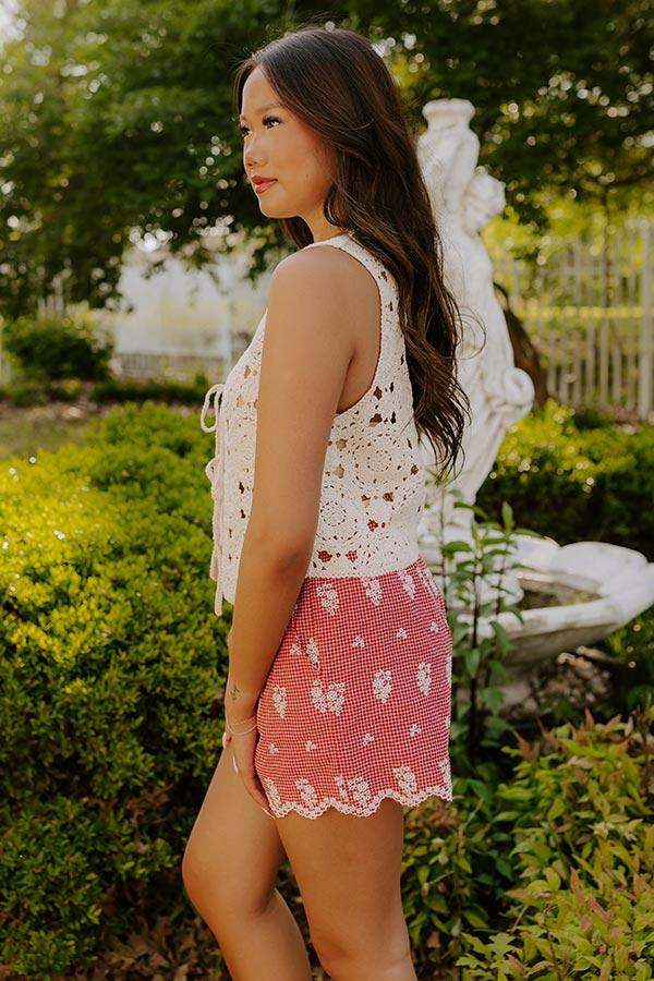 Boho Breeze Crochet Front Tie Top Product Image