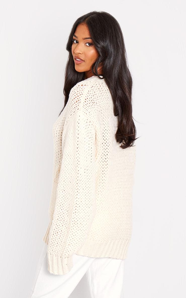 Tall Cream Chunky Knit Crew Neck Sweater Product Image