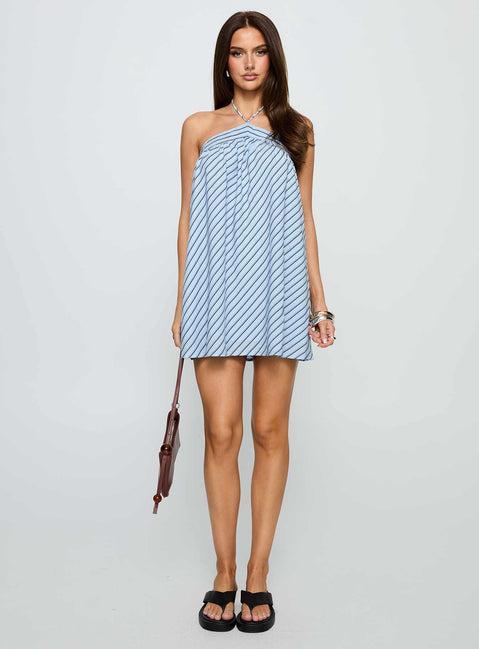 Moonlit Mini Dress Blue Stripe Product Image