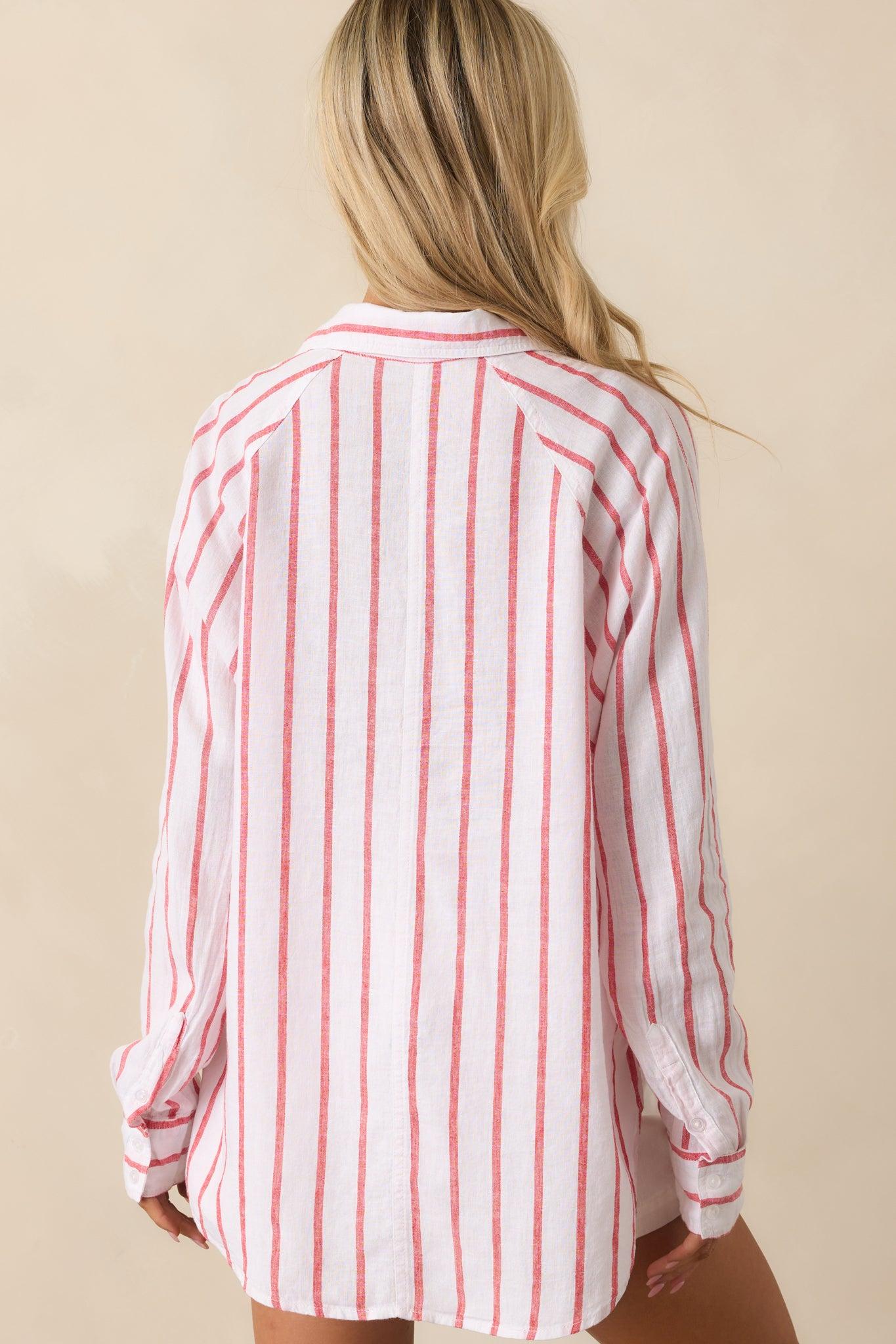 Z Supply Red Perfect Linen Stripe Top Product Image