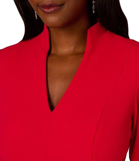 Adrianna Papell Collar V-Neck 3/4 Sleeve Tie Front Dress Product Image
